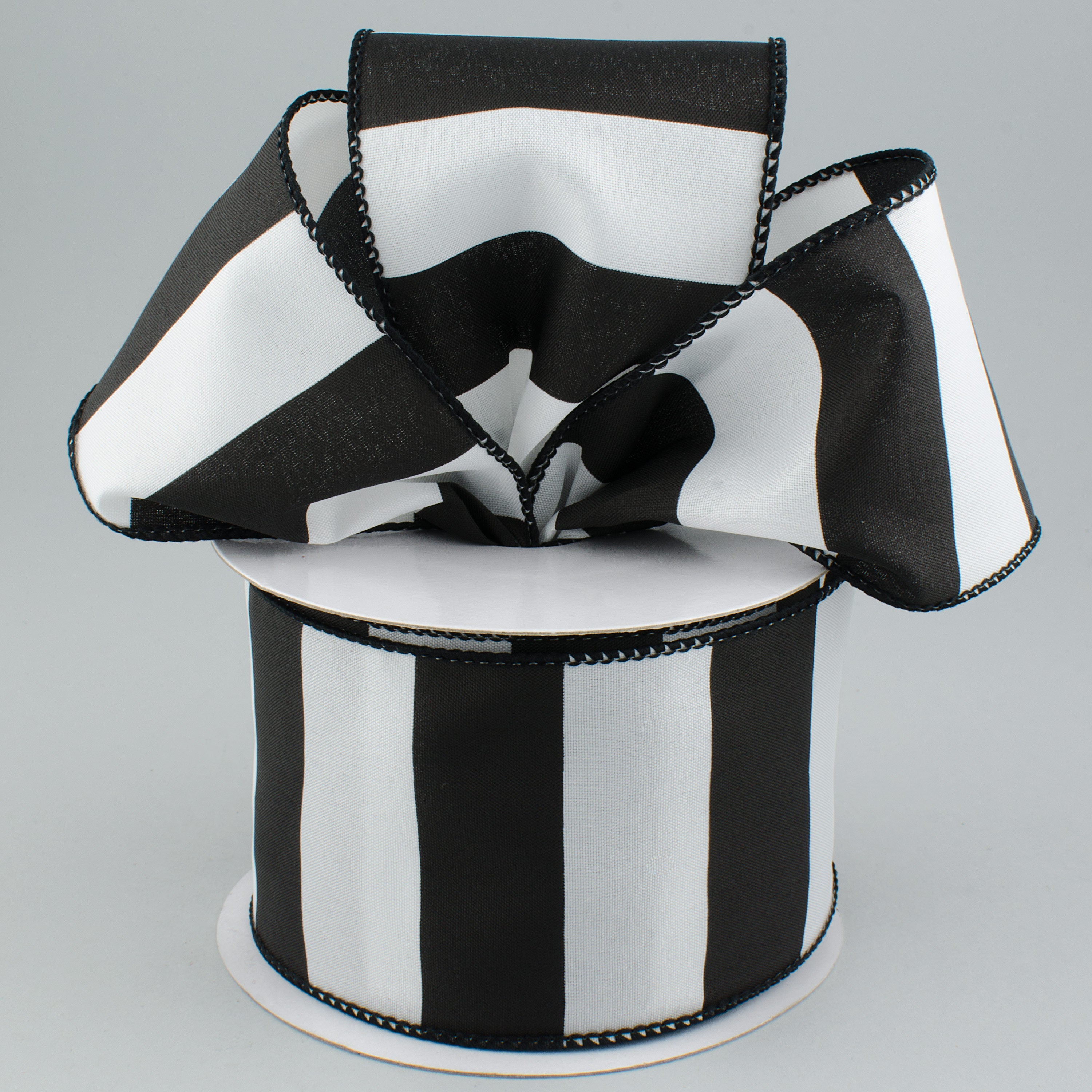 2.5" Wide Stripe Ribbon: Black & White (10 Yards) Lifestyle Photo
