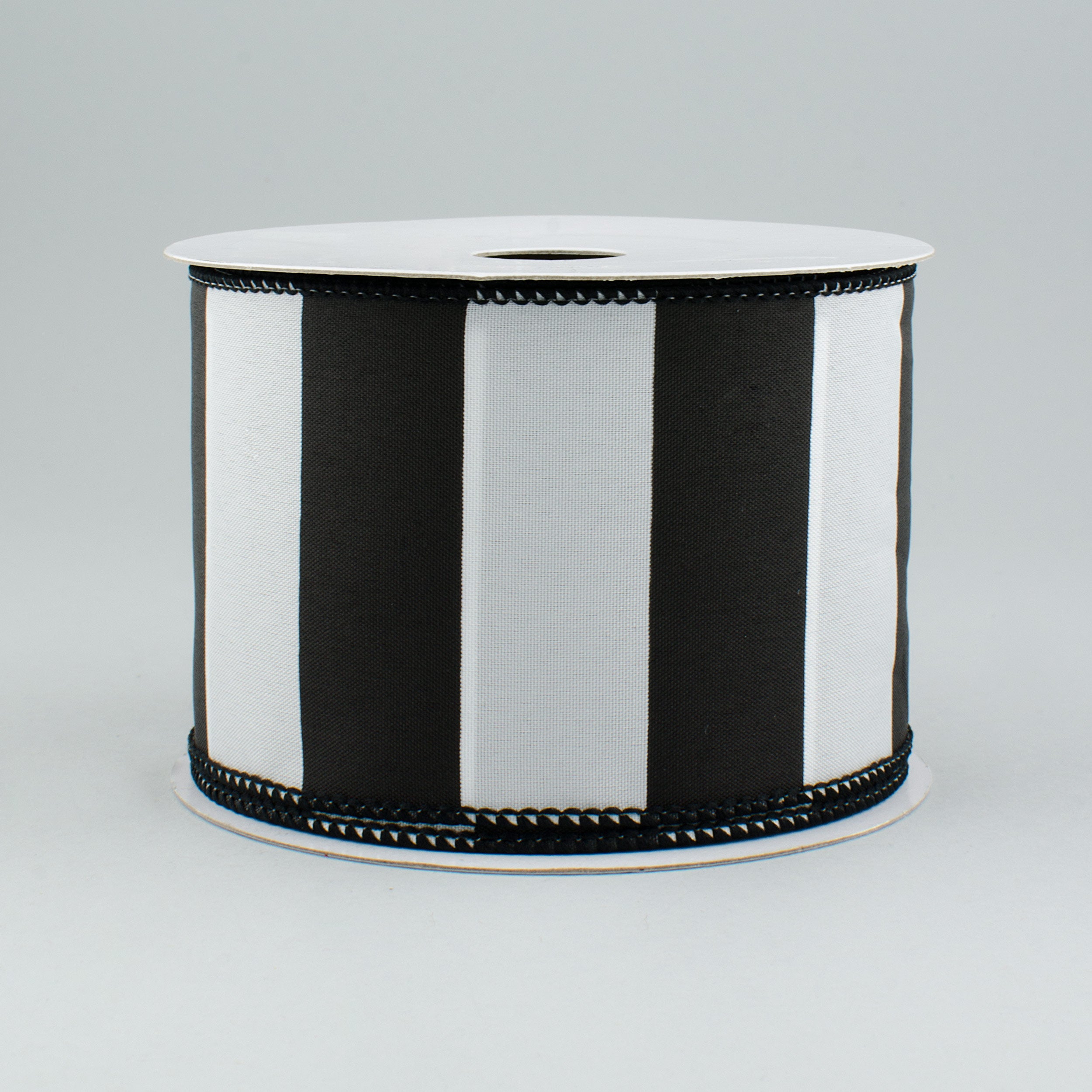 2.5" Wide Stripe Ribbon: Black & White (10 Yards)