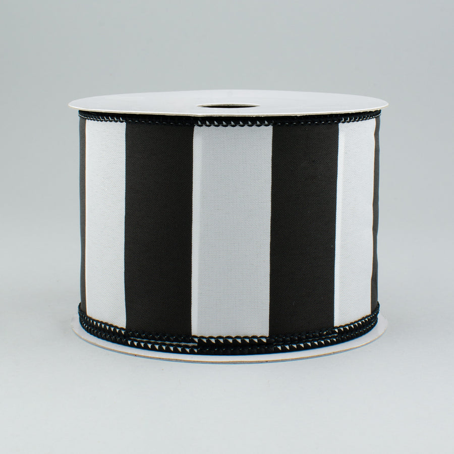 2.5" Wide Stripe Ribbon: Black & White (10 Yards)