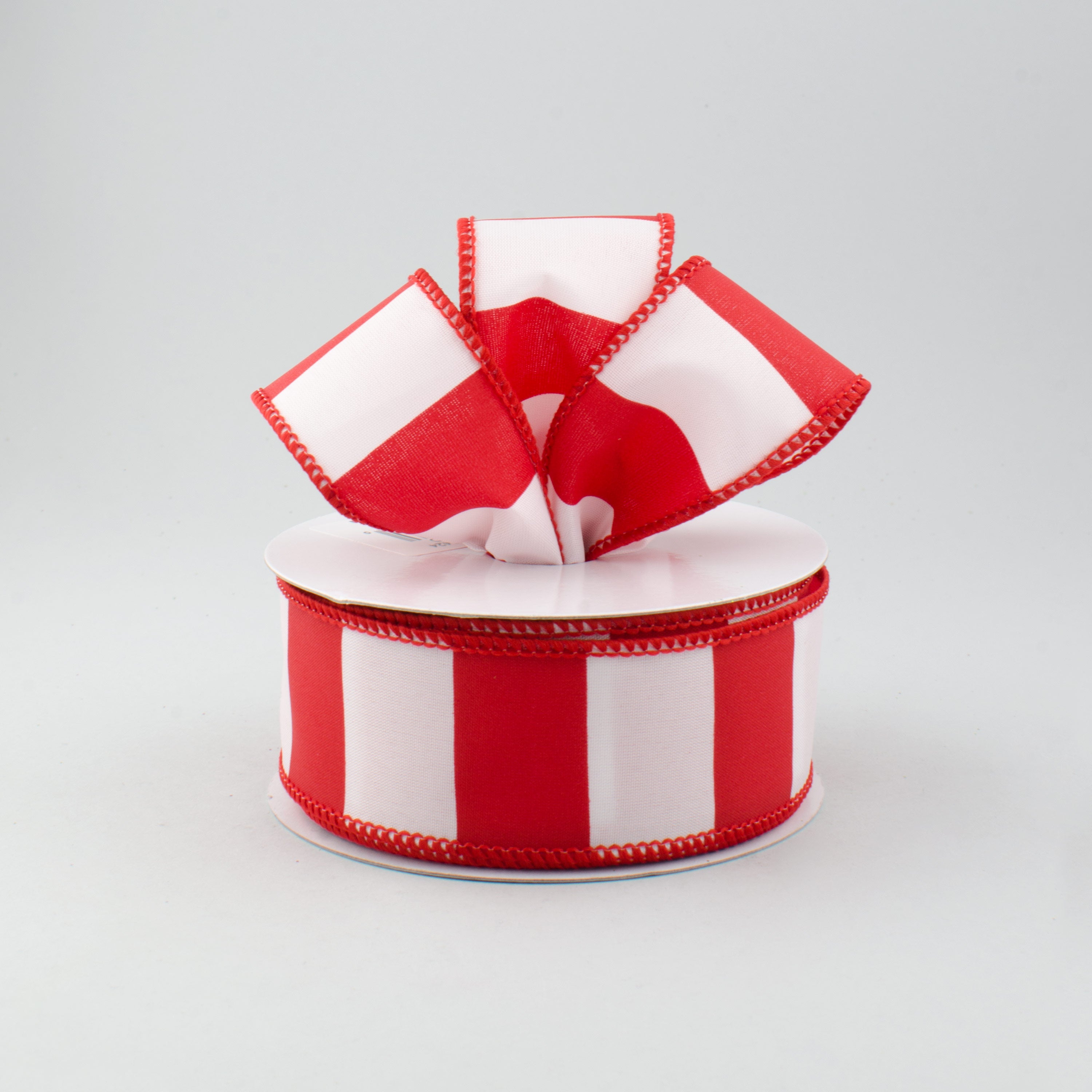 1.5" Wide Stripe Ribbon: White & Red (10 Yards) Lifestyle Photo