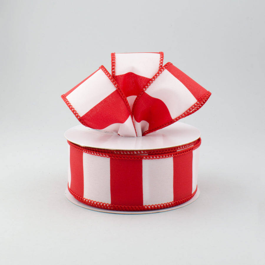 1.5" Wide Stripe Ribbon: White & Red (10 Yards) Lifestyle Photo