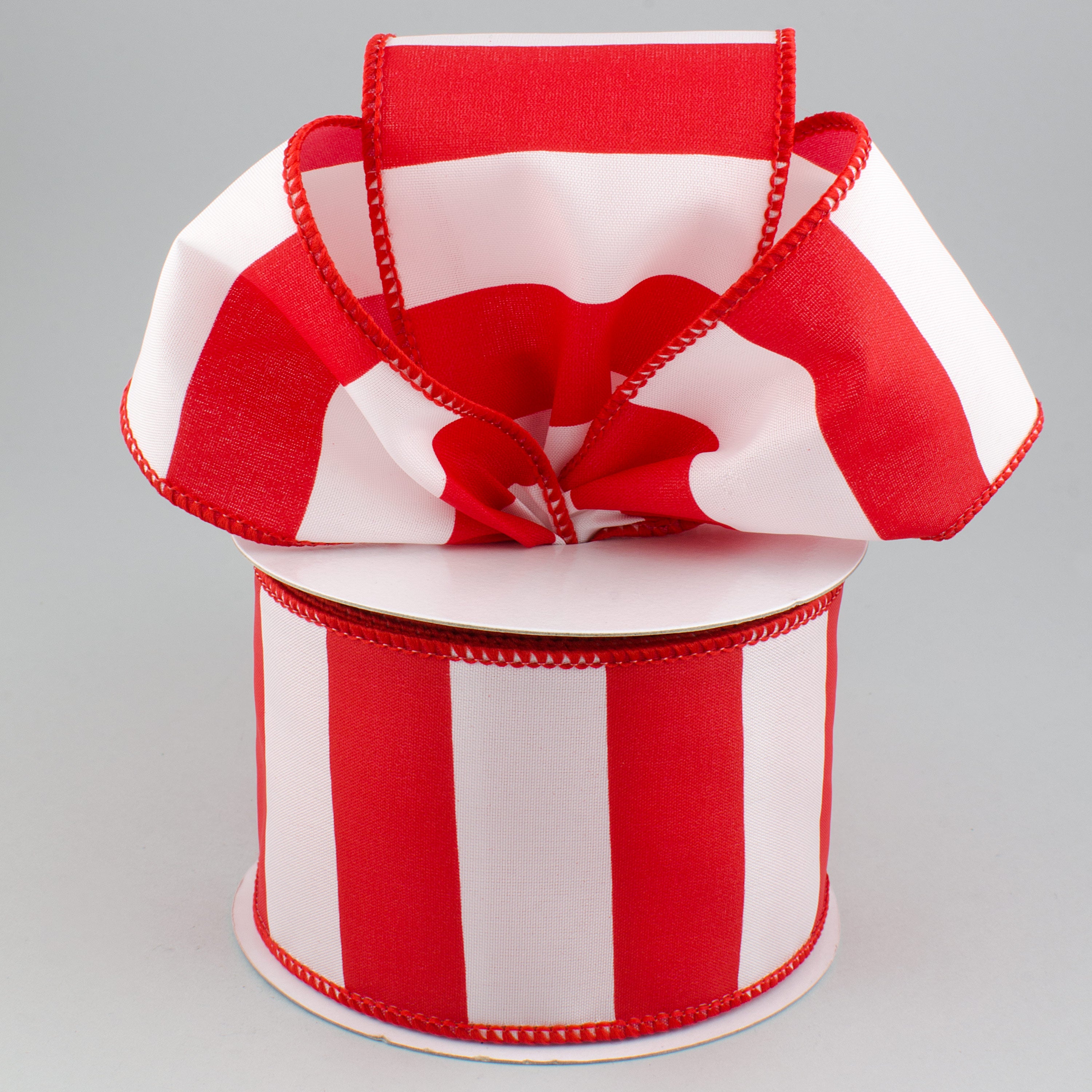 2.5" Wide Stripe Ribbon: White & Red (10 Yards) Lifestyle Photo