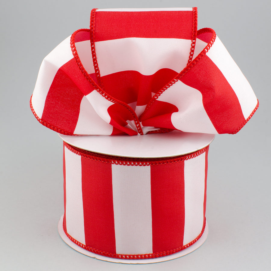 2.5" Wide Stripe Ribbon: White & Red (10 Yards) Lifestyle Photo