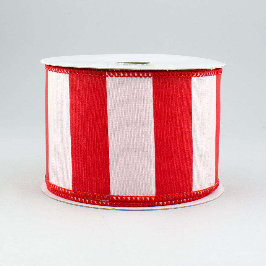 2.5" Wide Stripe Ribbon: White & Red (10 Yards)