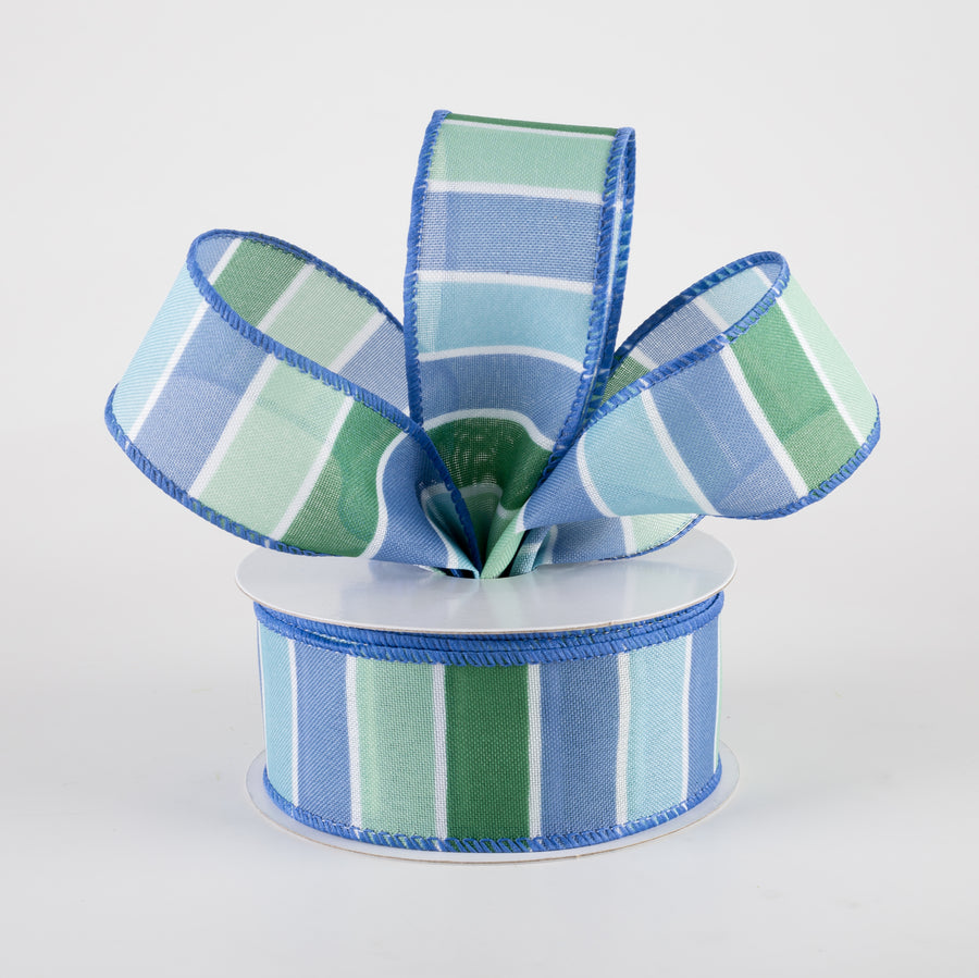 1.5" Wide Stripes Ribbon: Blue, Green, Seaside (10 Yards) Lifestyle Photo