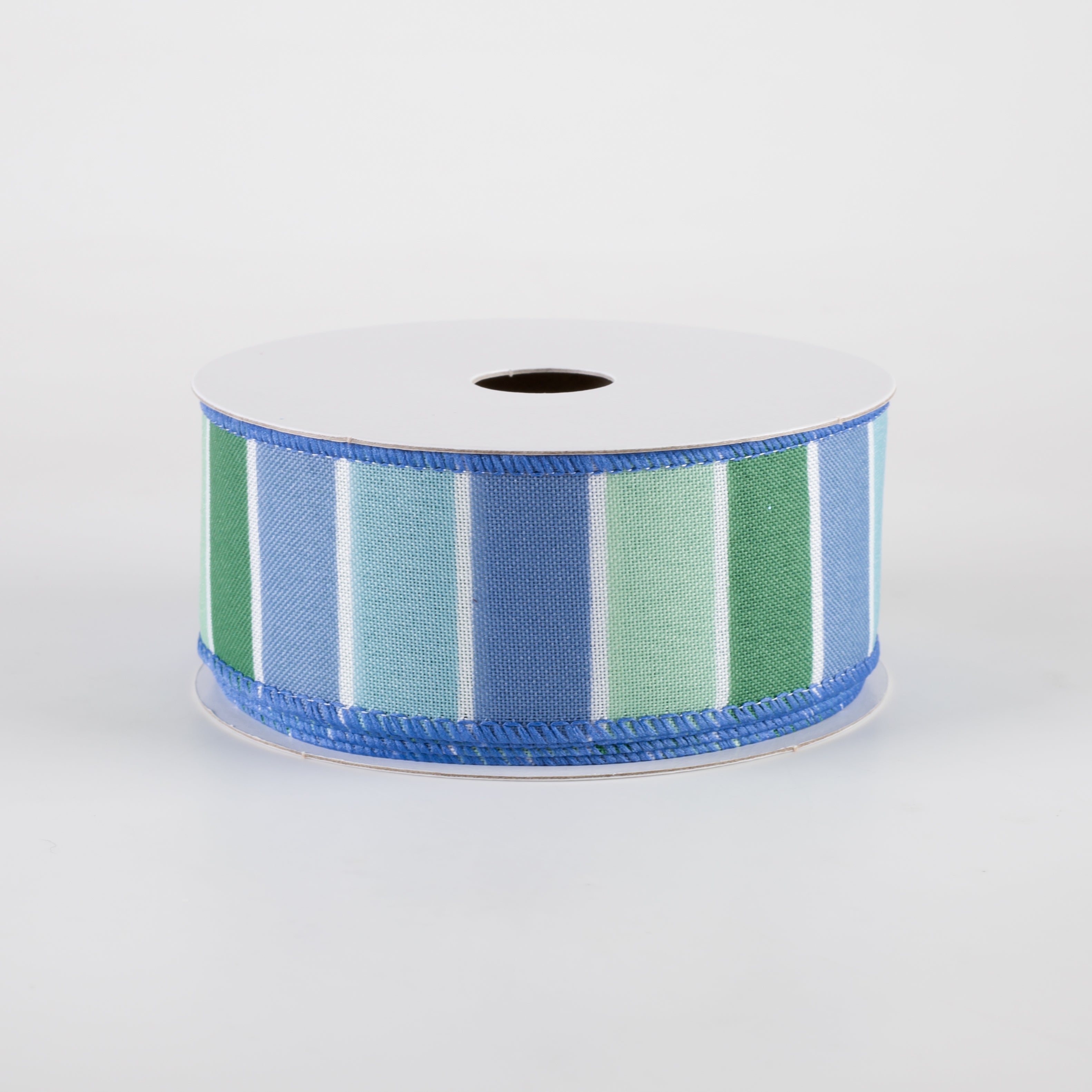 1.5" Wide Stripes Ribbon: Blue, Green, Seaside (10 Yards)