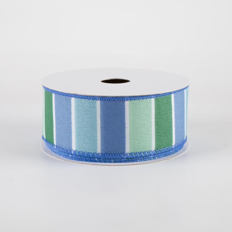 1.5" Wide Stripes Ribbon: Blue, Green, Seaside (10 Yards)