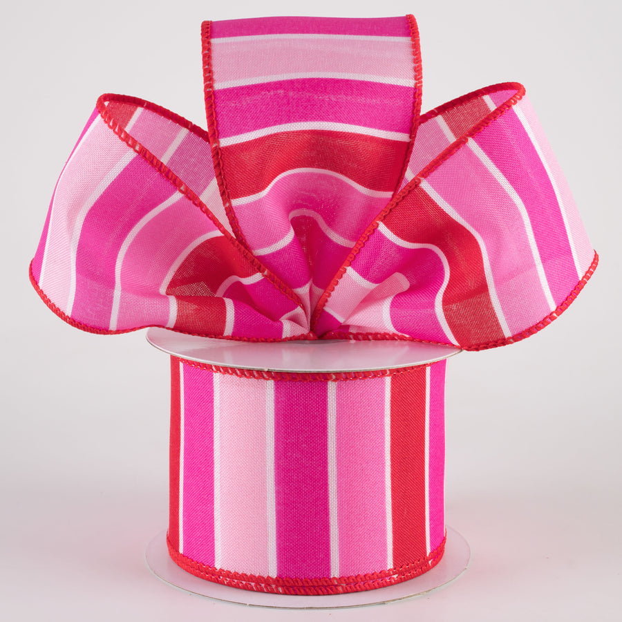 2.5" Wide Stripes Ribbon: Fuchsia, Red, Pink (10 Yards) Lifestyle Photo