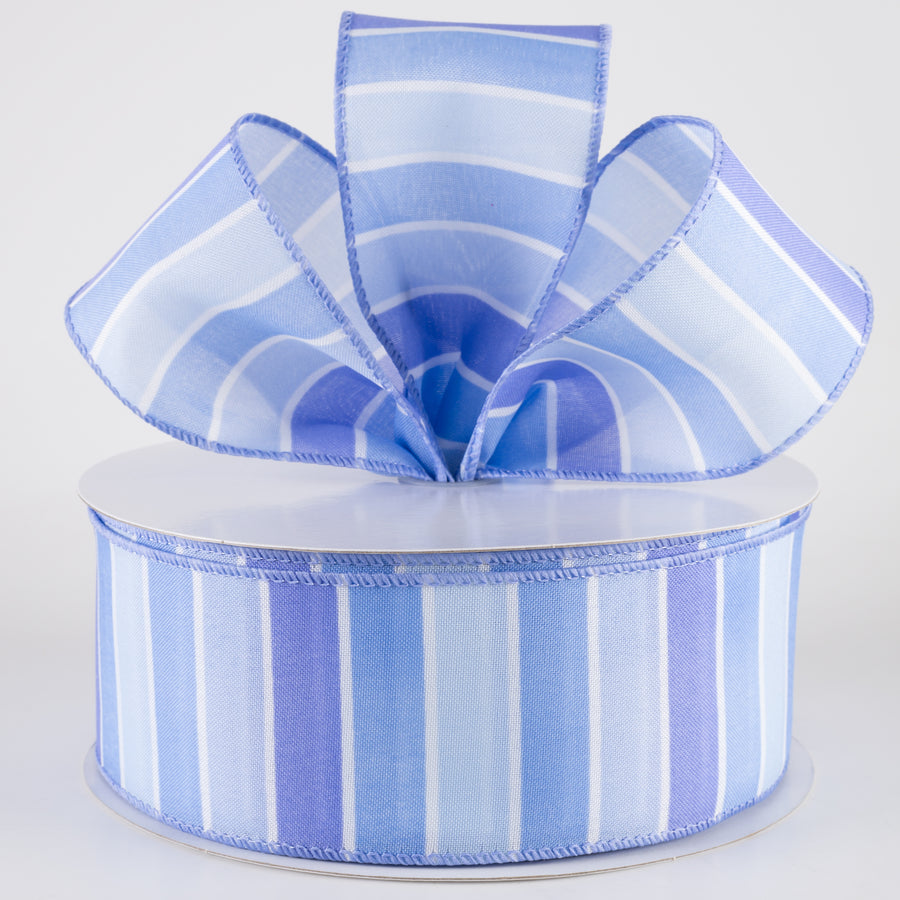 2.5" Wide Stripes Ribbon: Lavender, Periwinkle, Blue (50 Yards) Lifestyle Photo