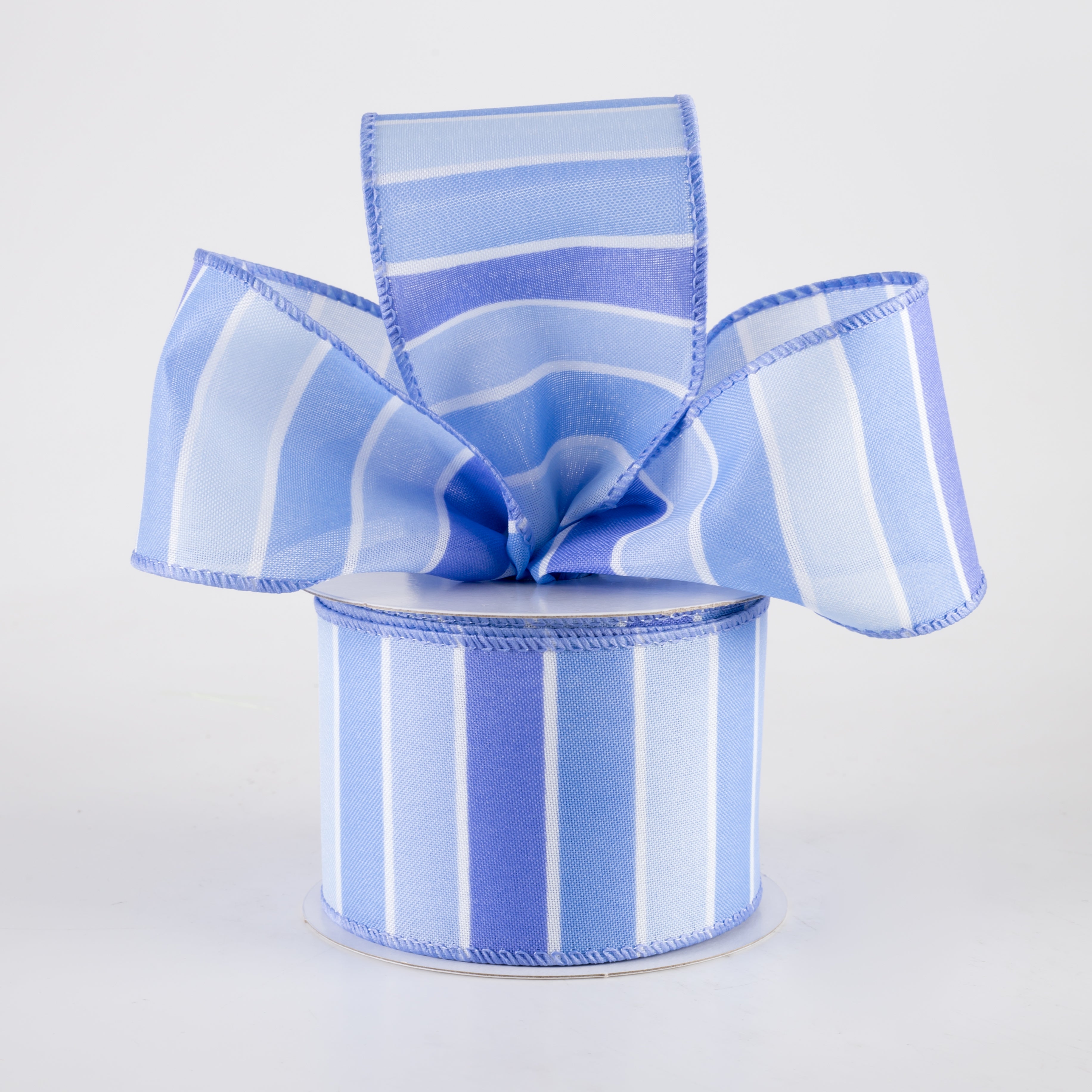 2.5" Wide Stripes Ribbon: Lavender, Periwinkle, Blue (10 Yards) Lifestyle Photo