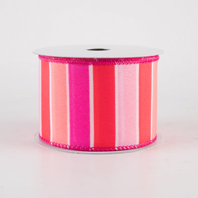 2.5" Wide Stripes Ribbon: Pink, Coral, Melon (10 Yards)
