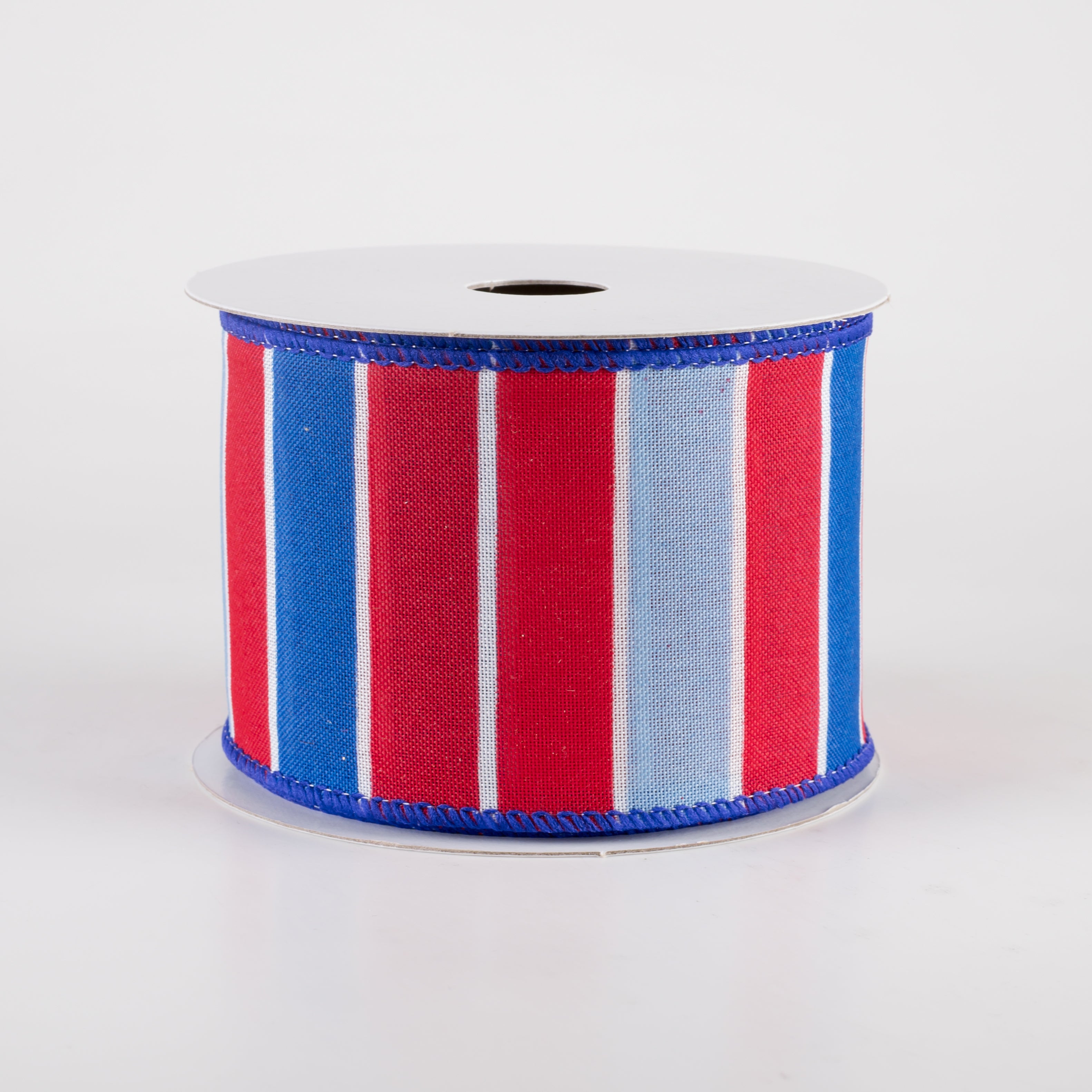 2.5" Wide Stripes Ribbon: Red, Royal Blue, Light Blue (10 Yards)