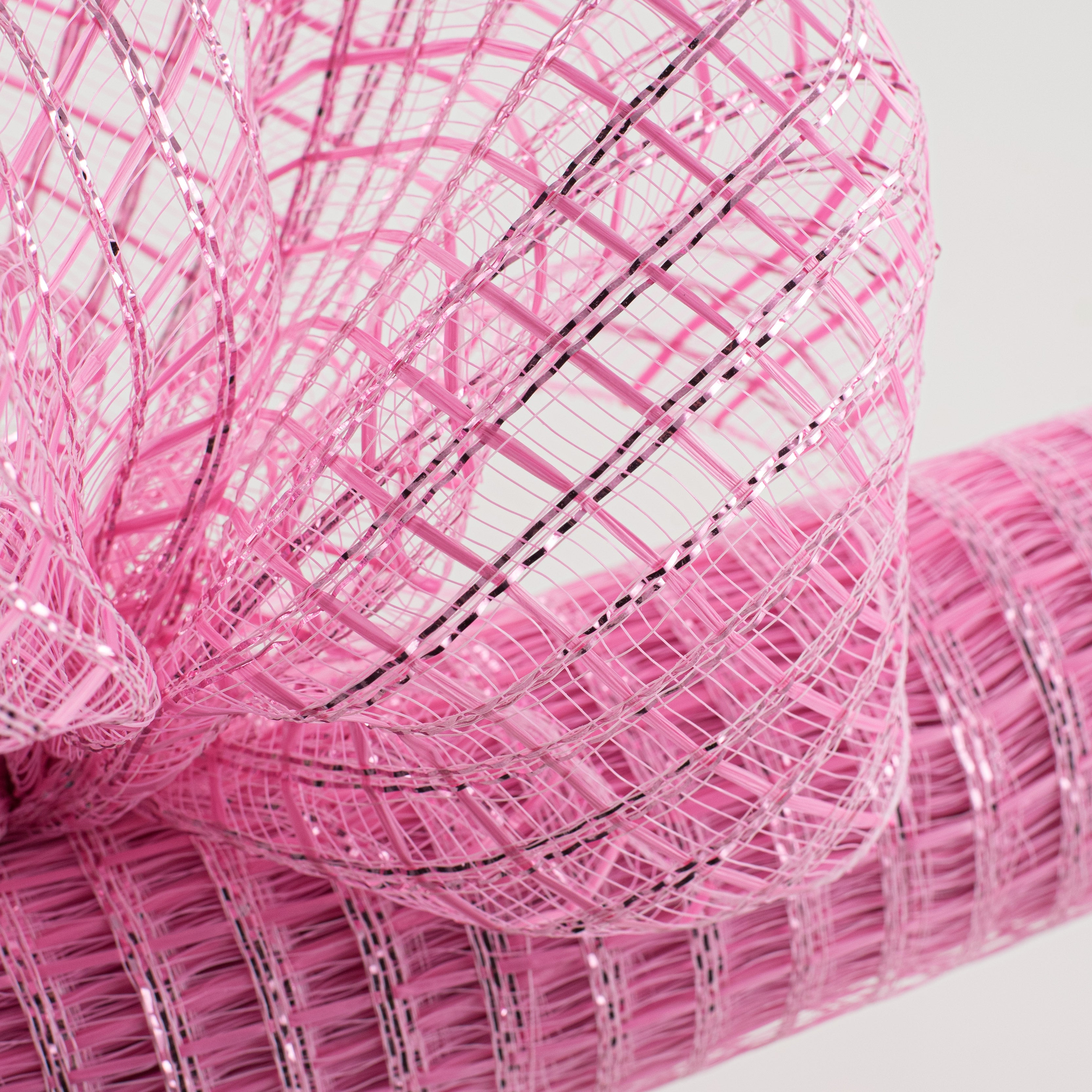 21" Wide Weave Metallic Mesh: Hot Pink Check Lifestyle Photo