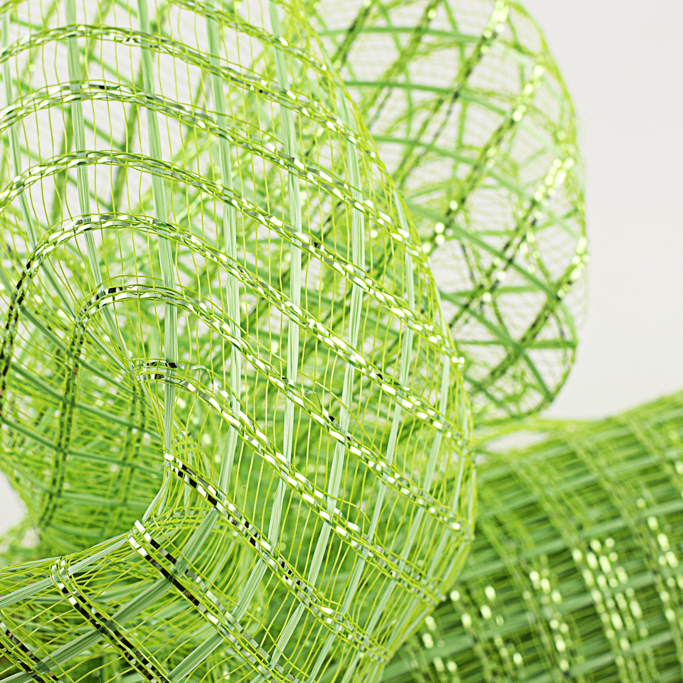 21" Wide Weave Metallic Mesh: Lime Green Check Lifestyle Photo