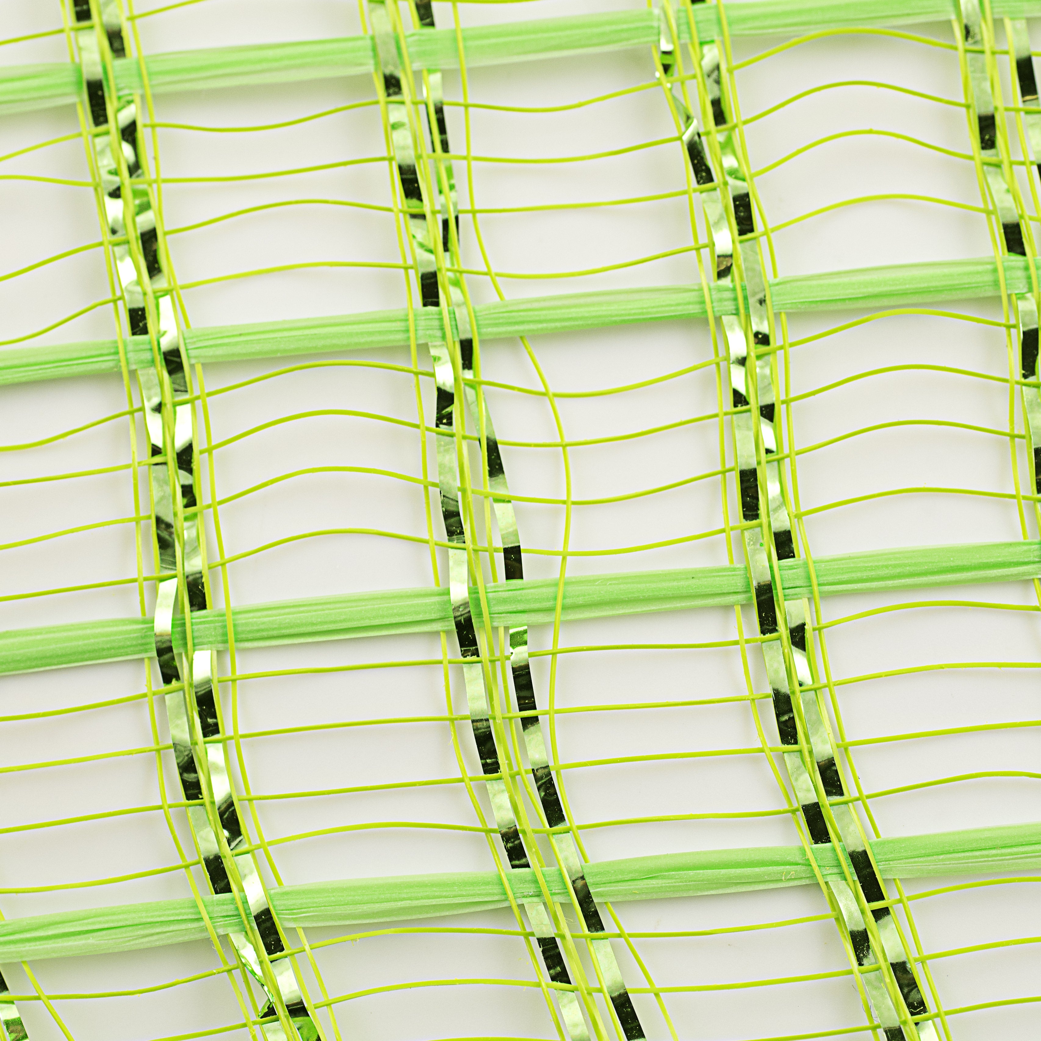 21" Wide Weave Metallic Mesh: Lime Green Check detail photo 3