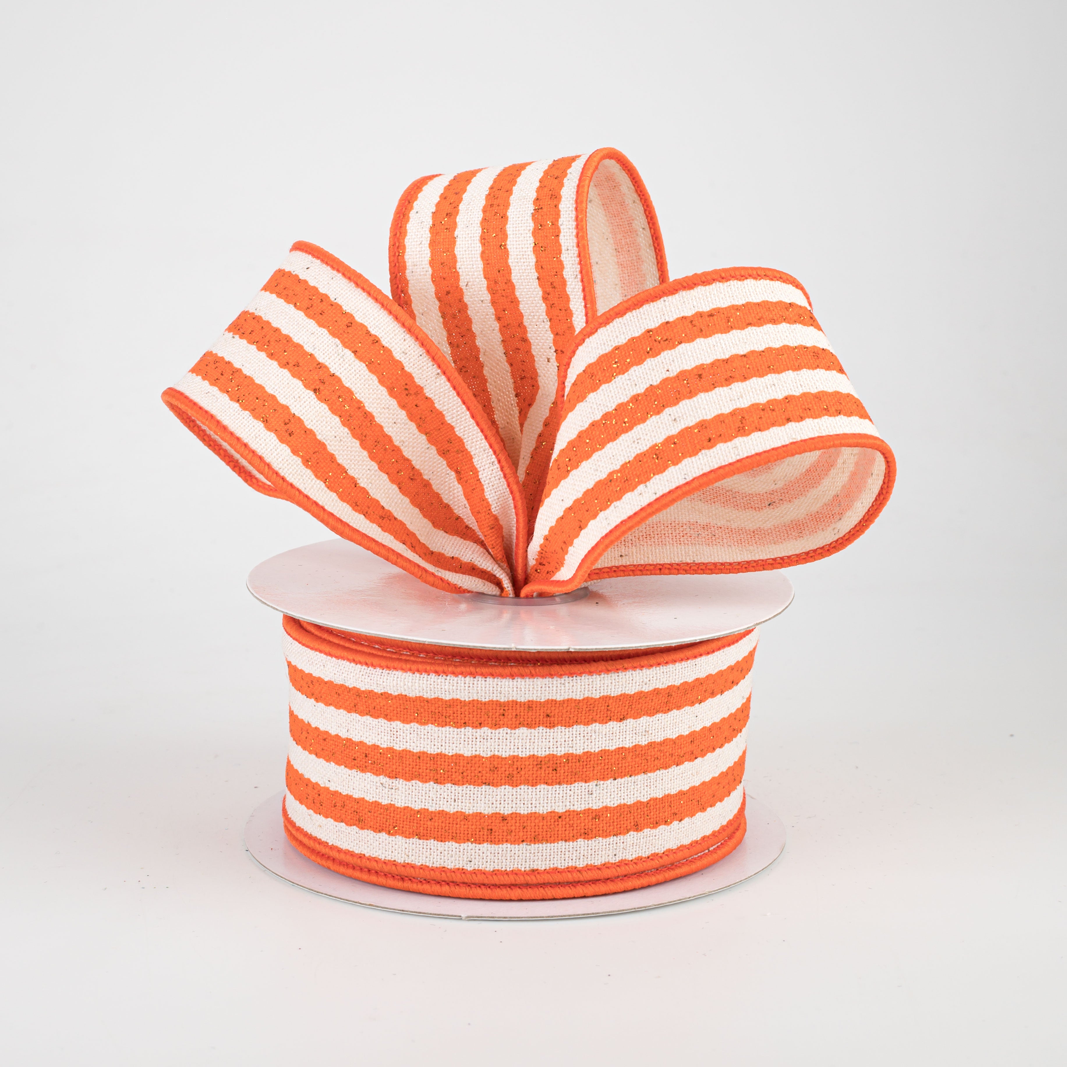 1.5" Wiggly Stripes Canvas Ribbon: Orange & Ivory (10 Yards) Lifestyle Photo