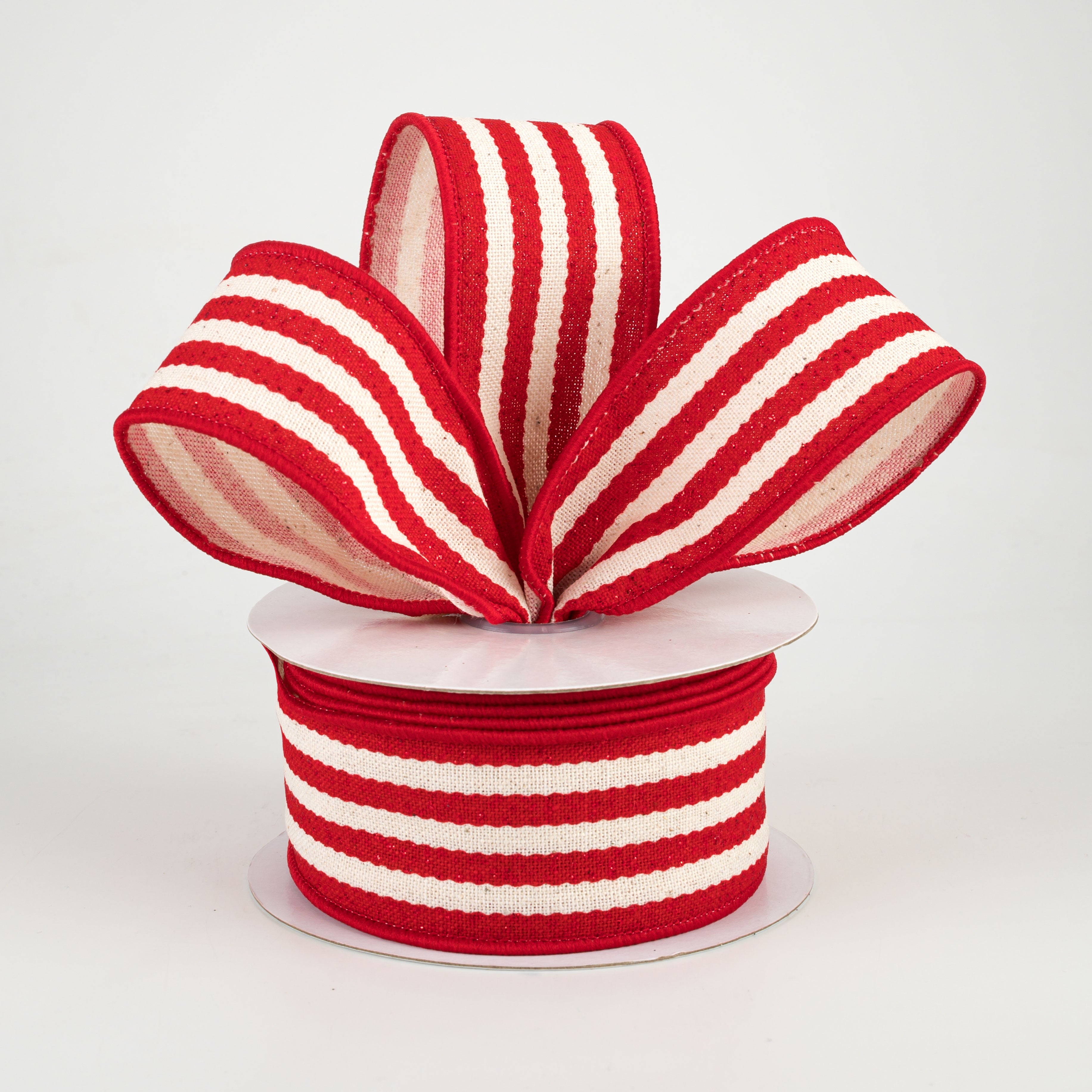 1.5" Wiggly Stripes Canvas Ribbon: Red & Ivory (10 Yards) Lifestyle Photo