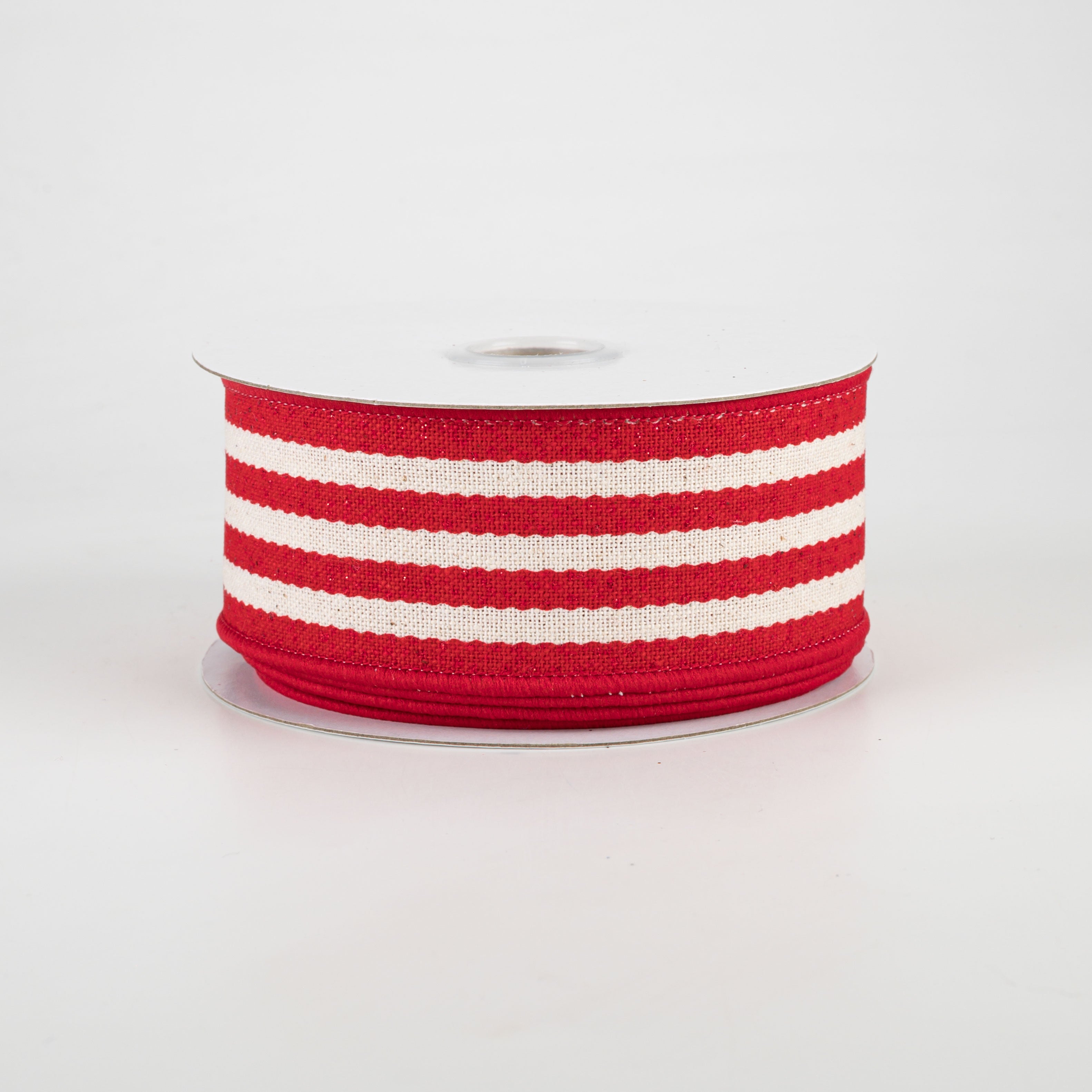 1.5" Wiggly Stripes Canvas Ribbon: Red & Ivory (10 Yards) Item Number: 78002-09-12
