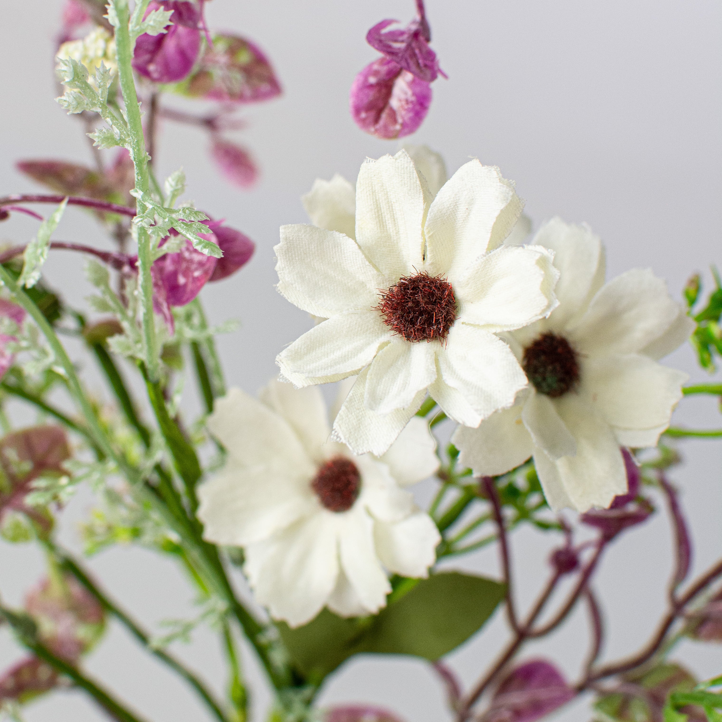 16" Wild Flower Leaves Filler Pick: White & Purple Lifestyle Photo