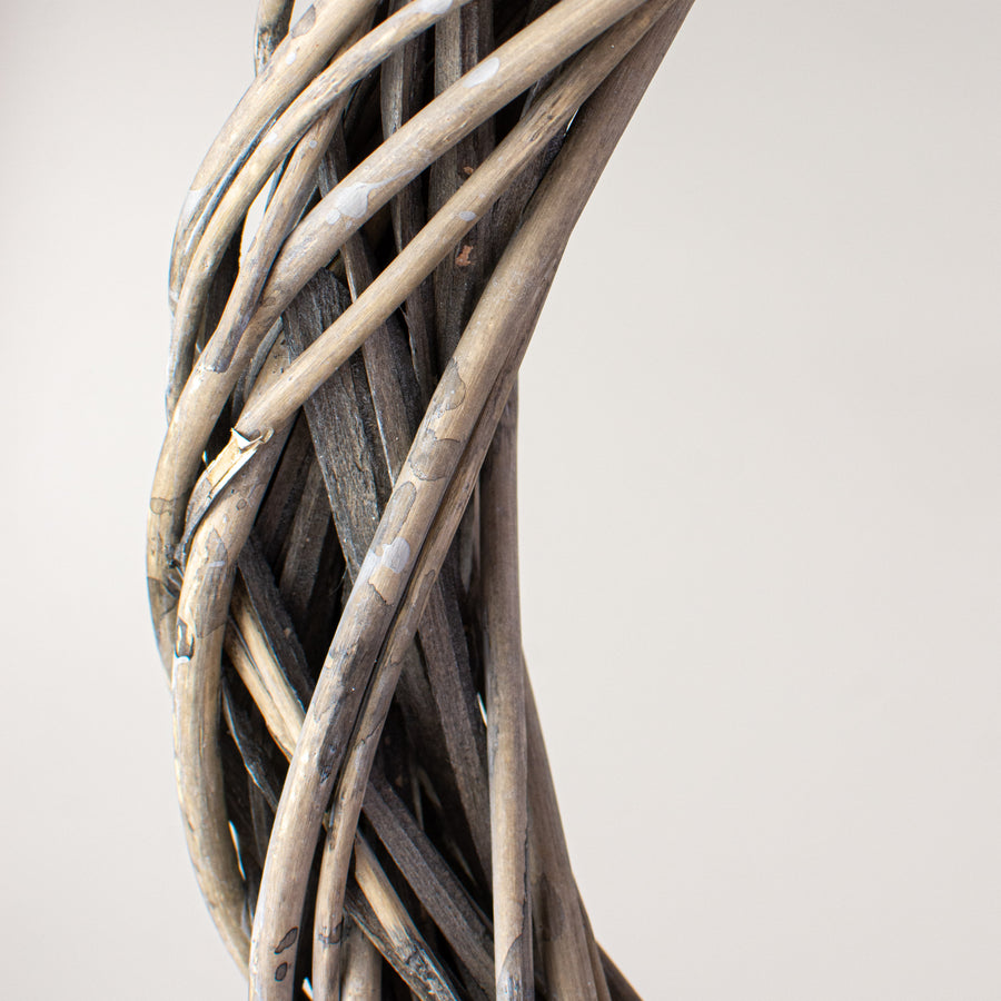 12" Willow Vine Wreath: Grey Bleached detail photo 3