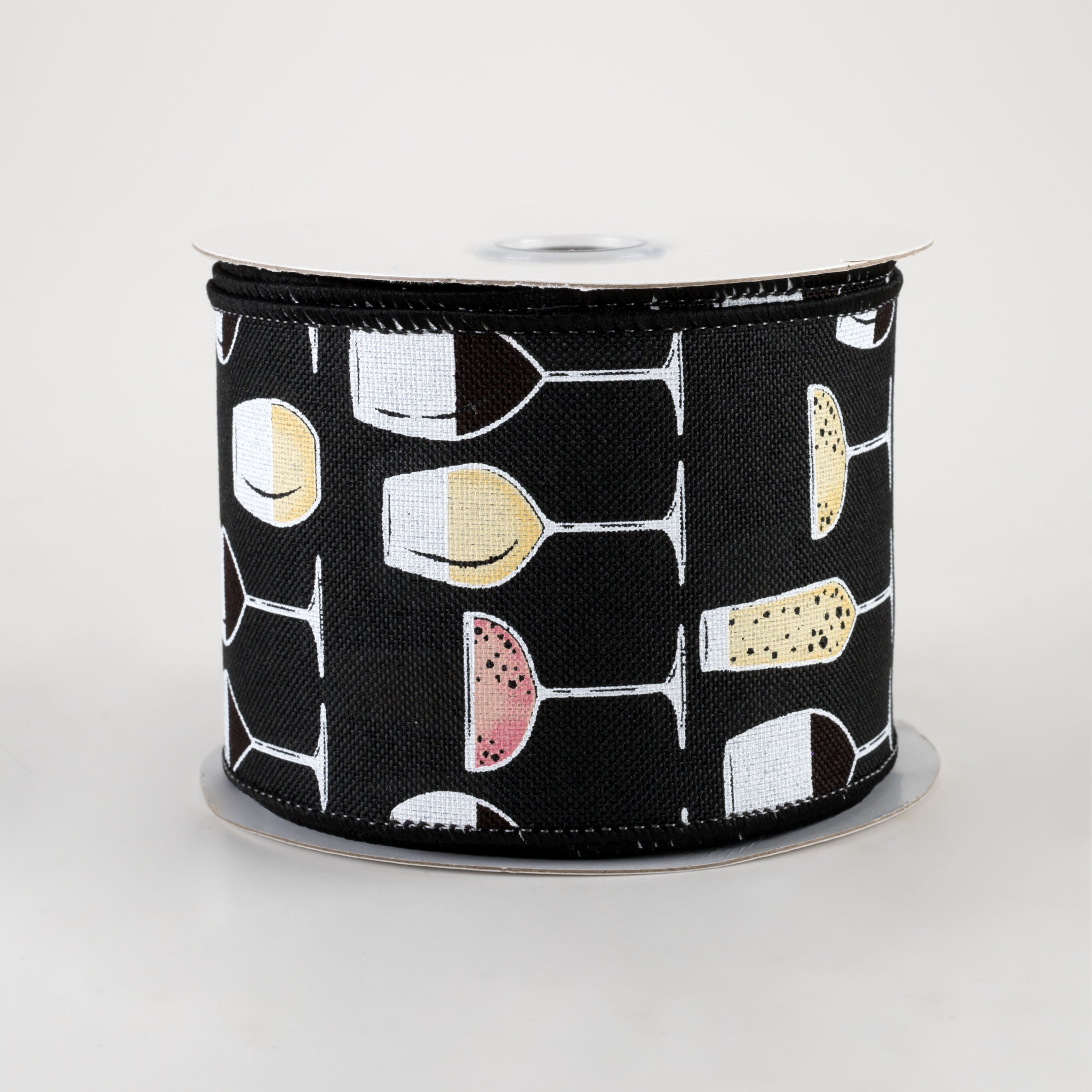 2.5" Wine Glasses Ribbon: Black (10 Yards)