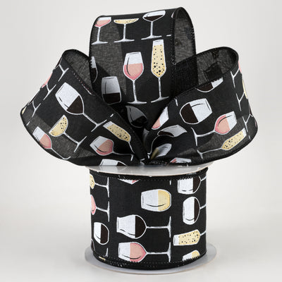 2.5" Wine Glasses Ribbon: Black (10 Yards) Lifestyle Photo