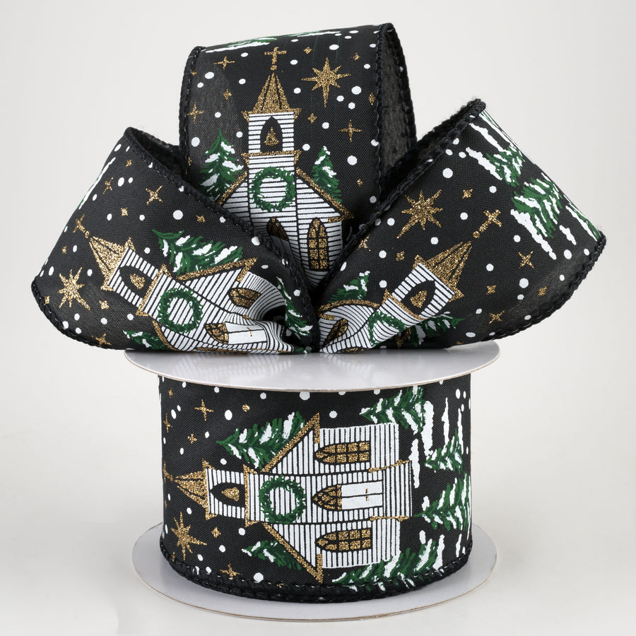 2.5" Winter Church Ribbon: Black (10 Yards) Lifestyle Photo