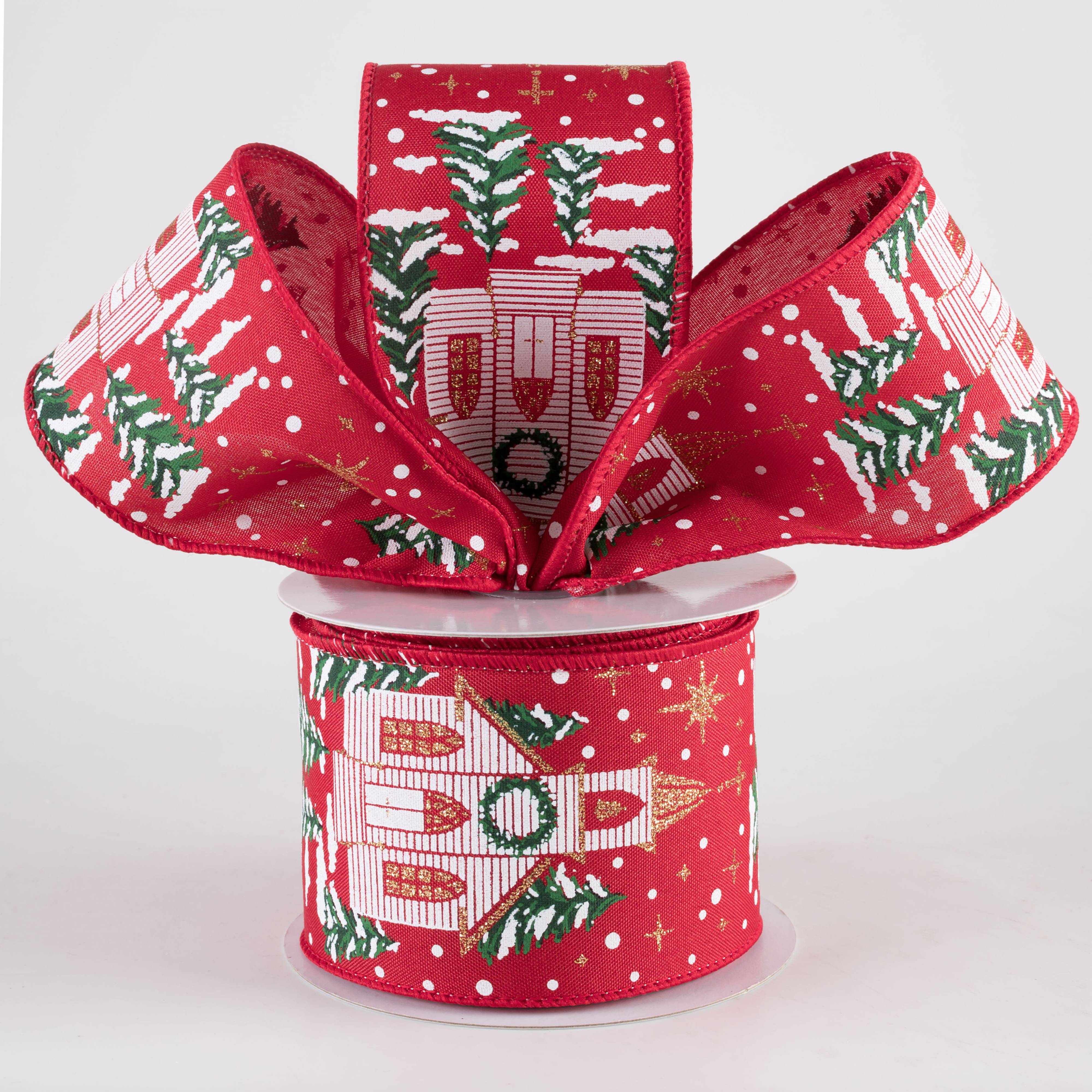 2.5" Winter Church Ribbon: Cranberry Red (10 Yards) Lifestyle Photo