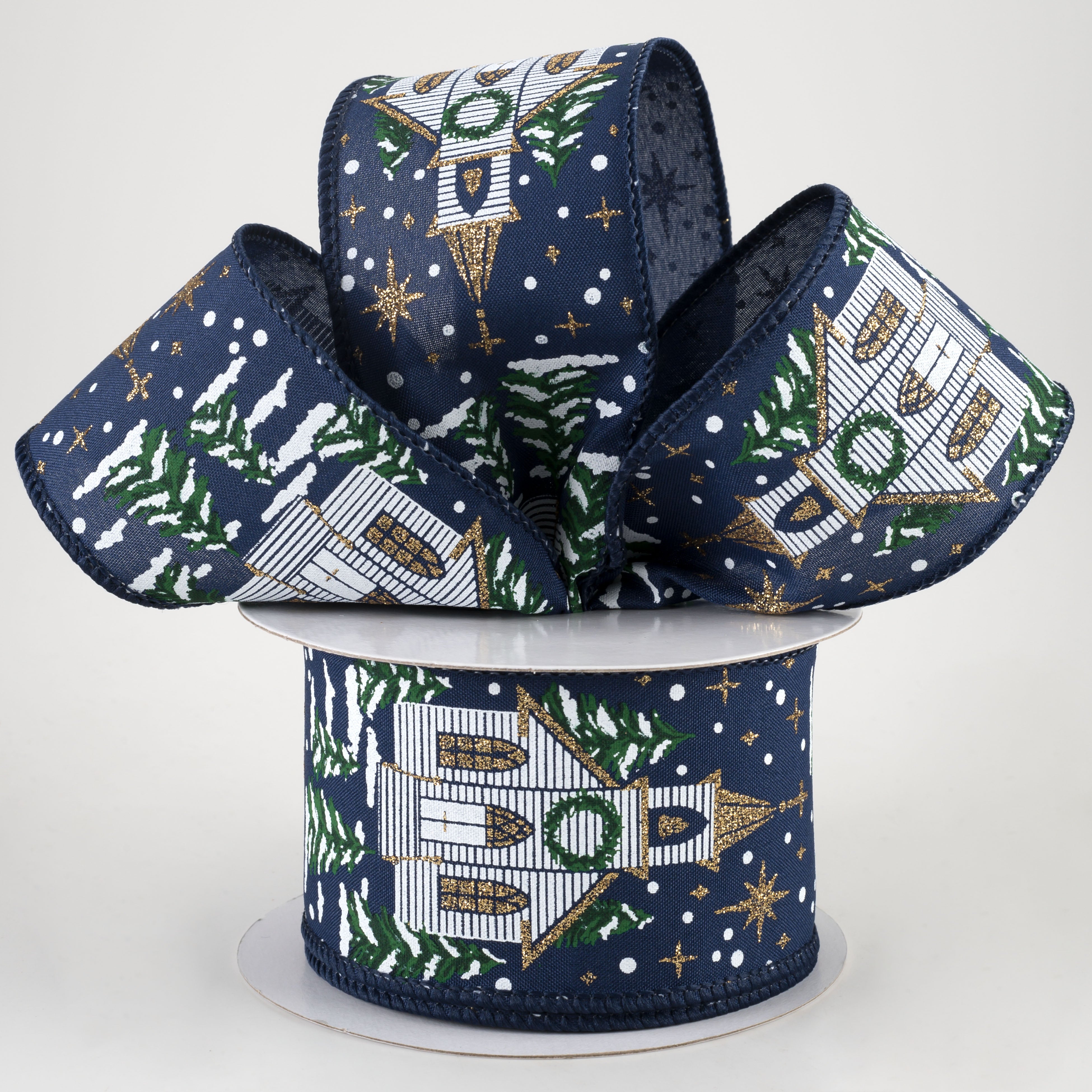 2.5" Winter Church Ribbon: Navy (10 Yards) Lifestyle Photo