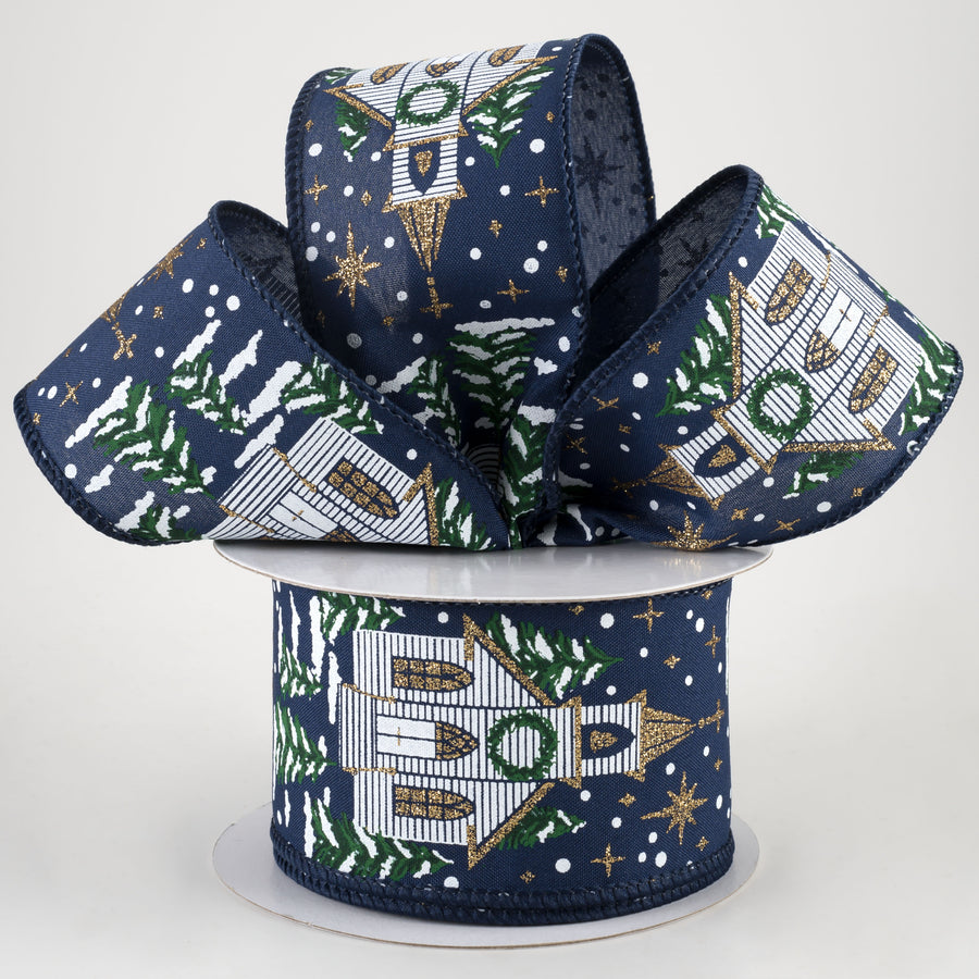 2.5" Winter Church Ribbon: Navy (10 Yards) Lifestyle Photo