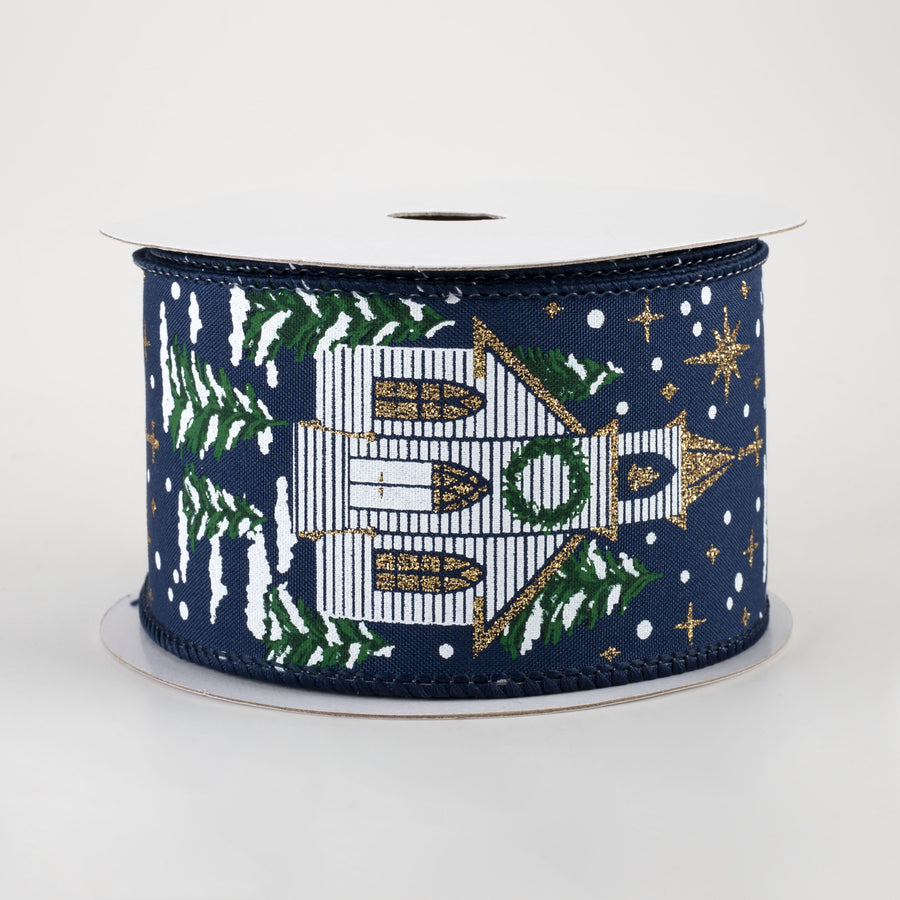 2.5" Winter Church Ribbon: Navy (10 Yards)