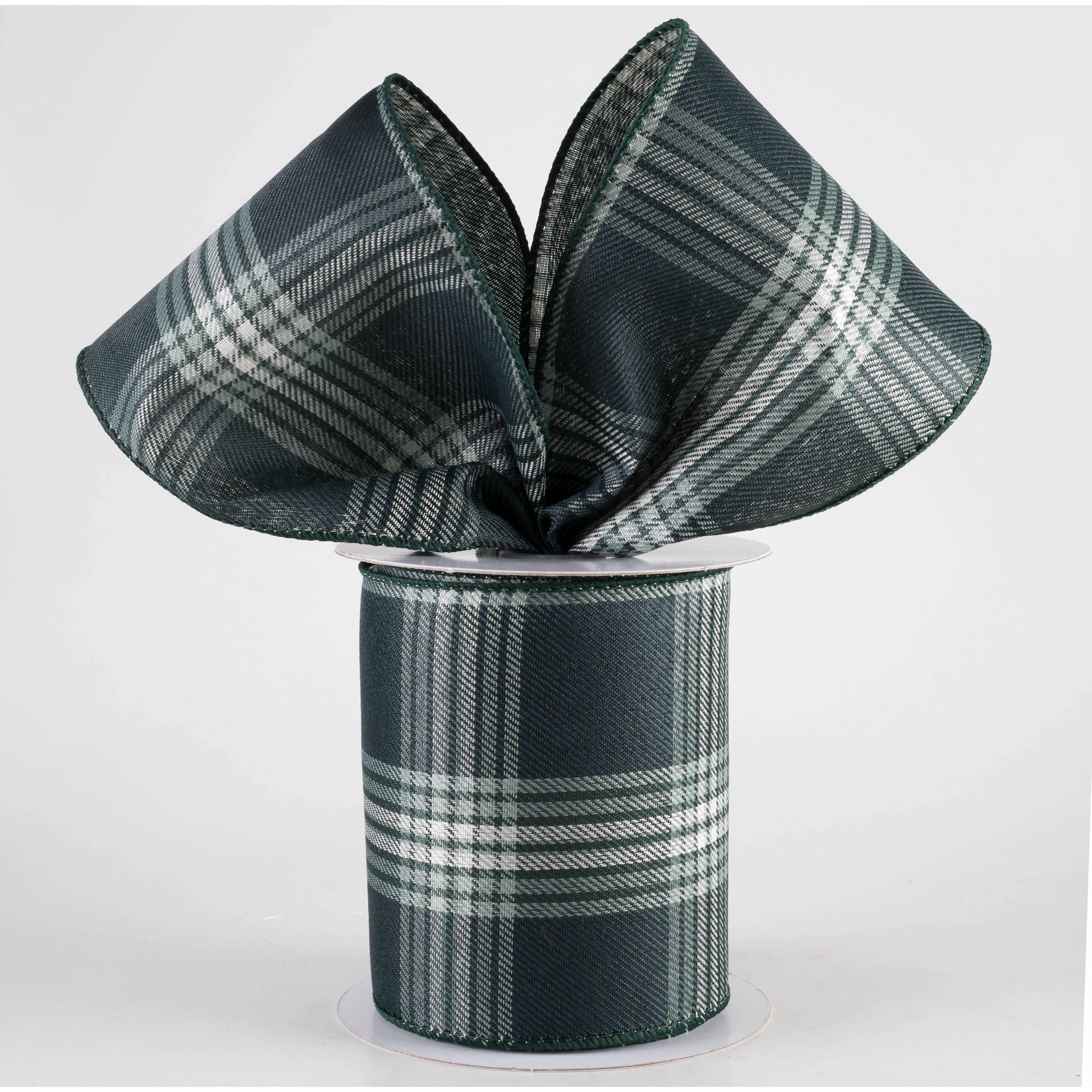 4" Winter Plaid Ribbon: Hunter Green, Sage & Ivory (10 Yards) Lifestyle Photo