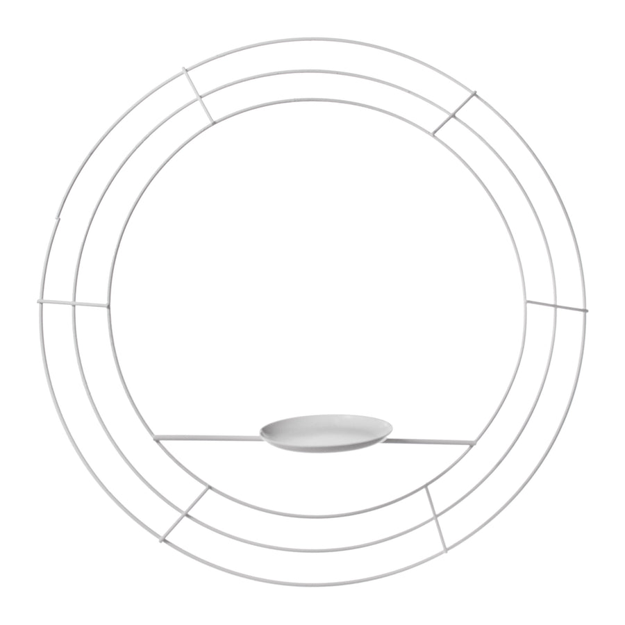 16" Wire Wreath Frame With Candle Plate: White Item Number: MD059727