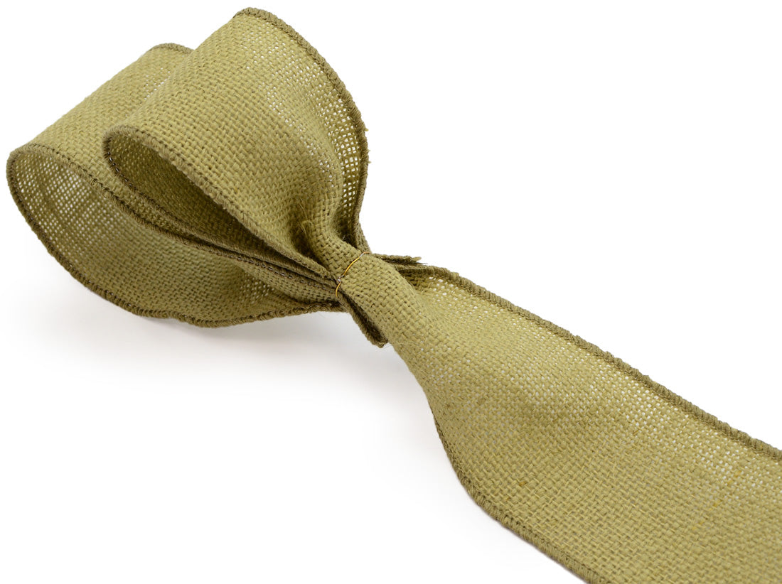 2.5" Wired Edge Burlap Ribbon: Light Green (10 Yards) detail photo 3