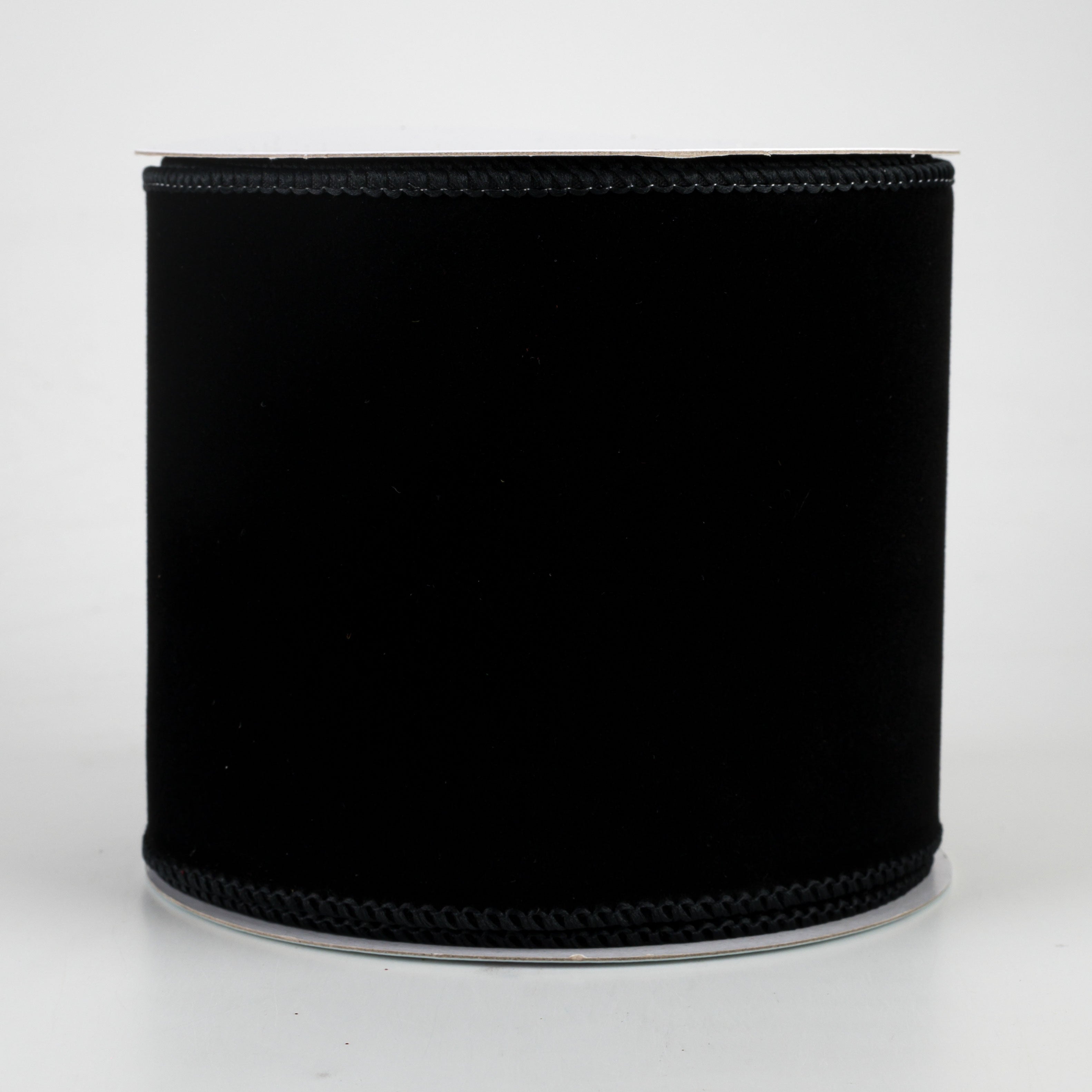 4" Wired Velvet Ribbon: Black (10 Yards)