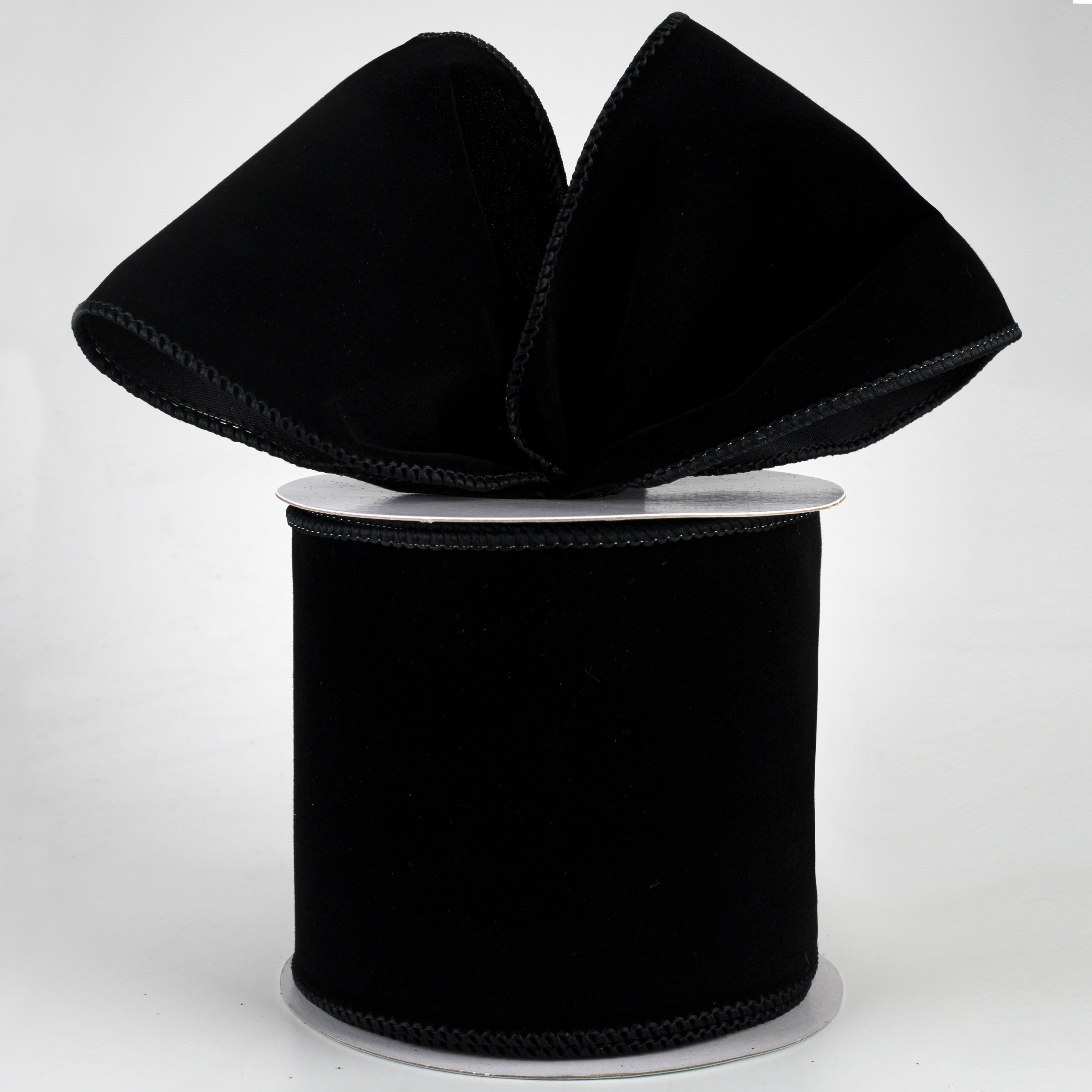 4" Wired Velvet Ribbon: Black (10 Yards) Lifestyle Photo