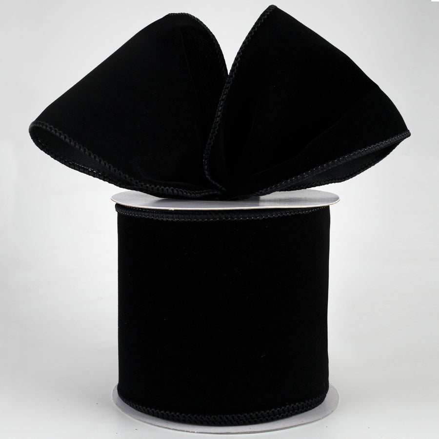 4" Wired Velvet Ribbon: Black (10 Yards) Lifestyle Photo