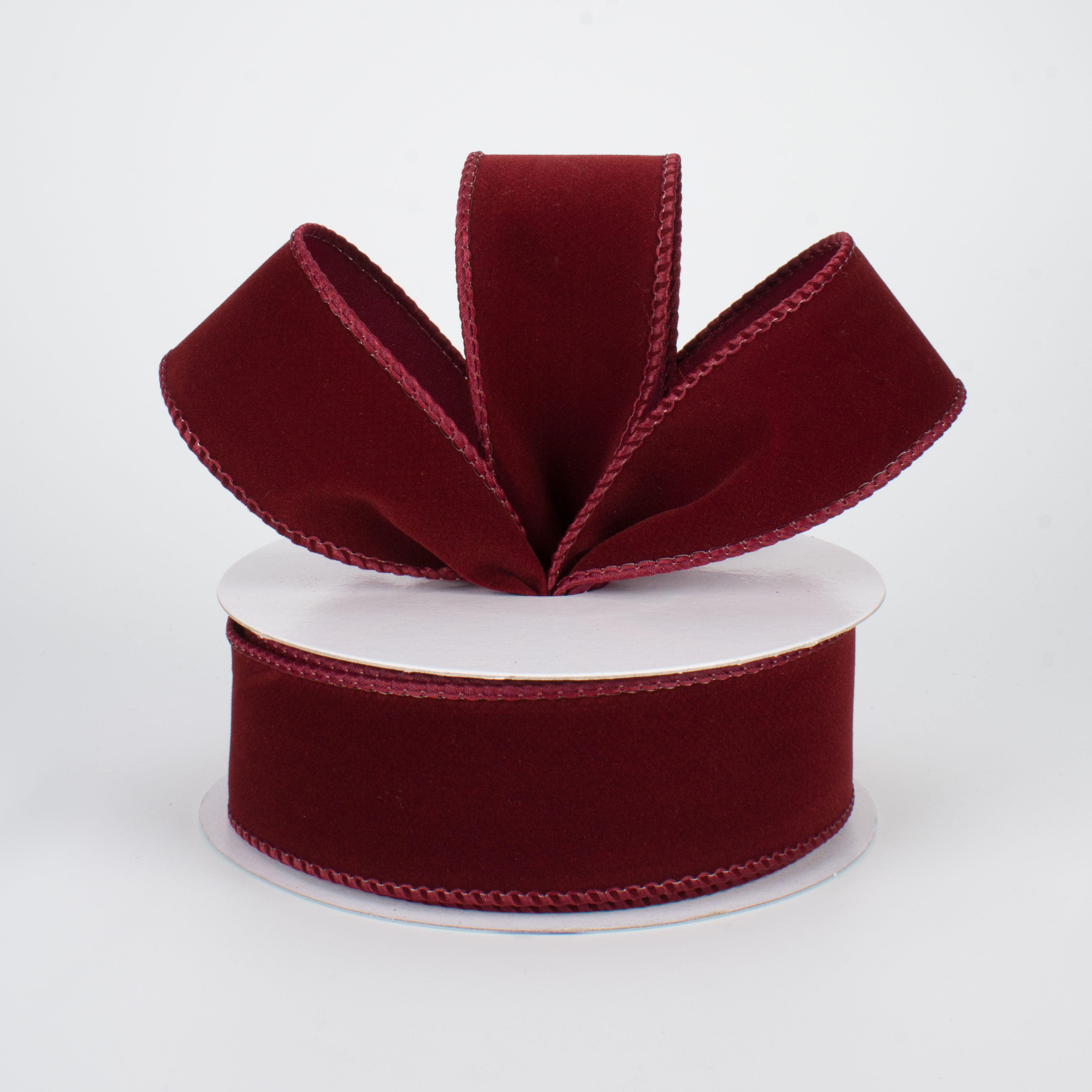 1.5" Wired Velvet Ribbon: Burgundy (10 Yards) Lifestyle Photo