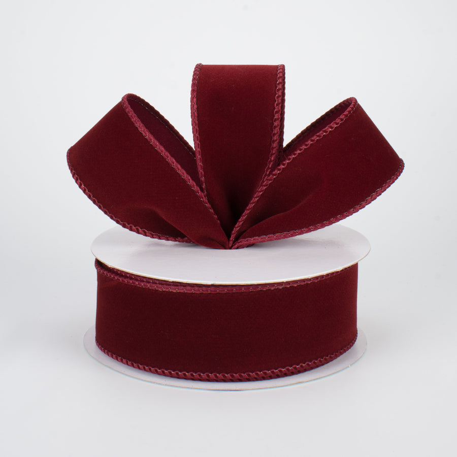 1.5" Wired Velvet Ribbon: Burgundy (10 Yards) Lifestyle Photo