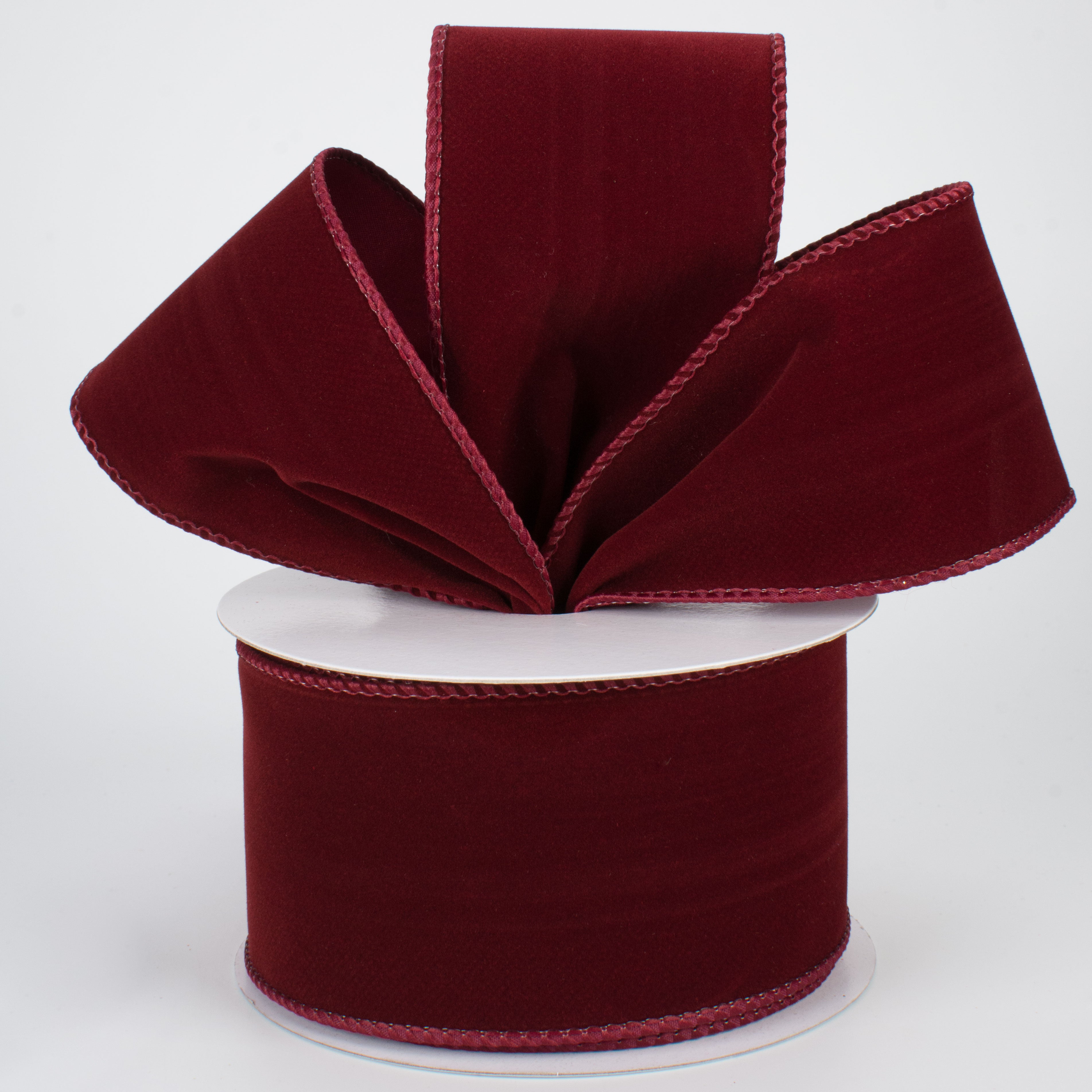 2.5" Wired Velvet Ribbon: Burgundy (10 Yards) Lifestyle Photo