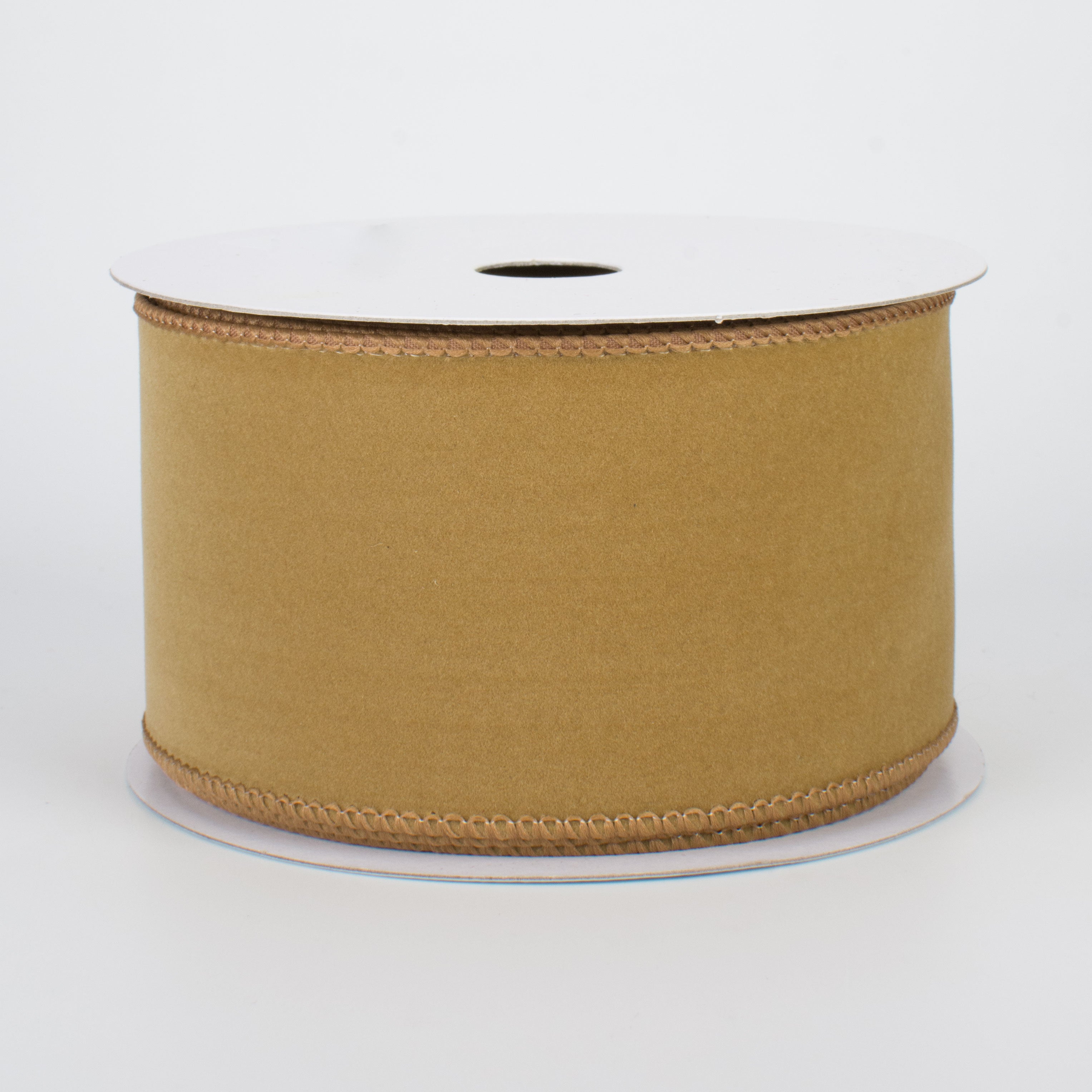 2.5" Wired Velvet Ribbon: Camel Brown (10 Yards)