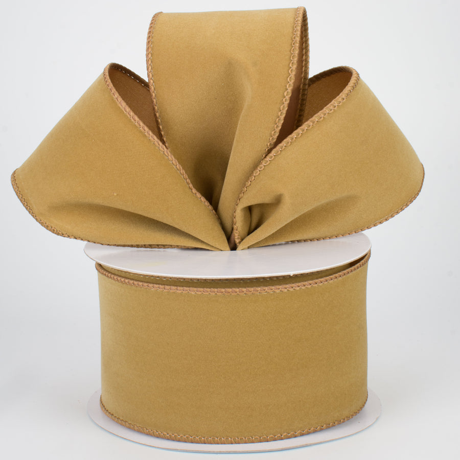 2.5" Wired Velvet Ribbon: Camel Brown (10 Yards) Lifestyle Photo