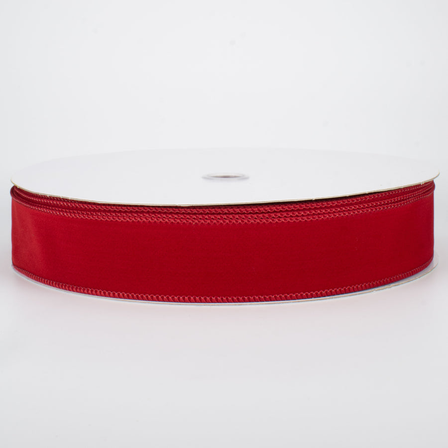 1.5" Wired Velvet Ribbon: Cranberry Red (50 Yards)
