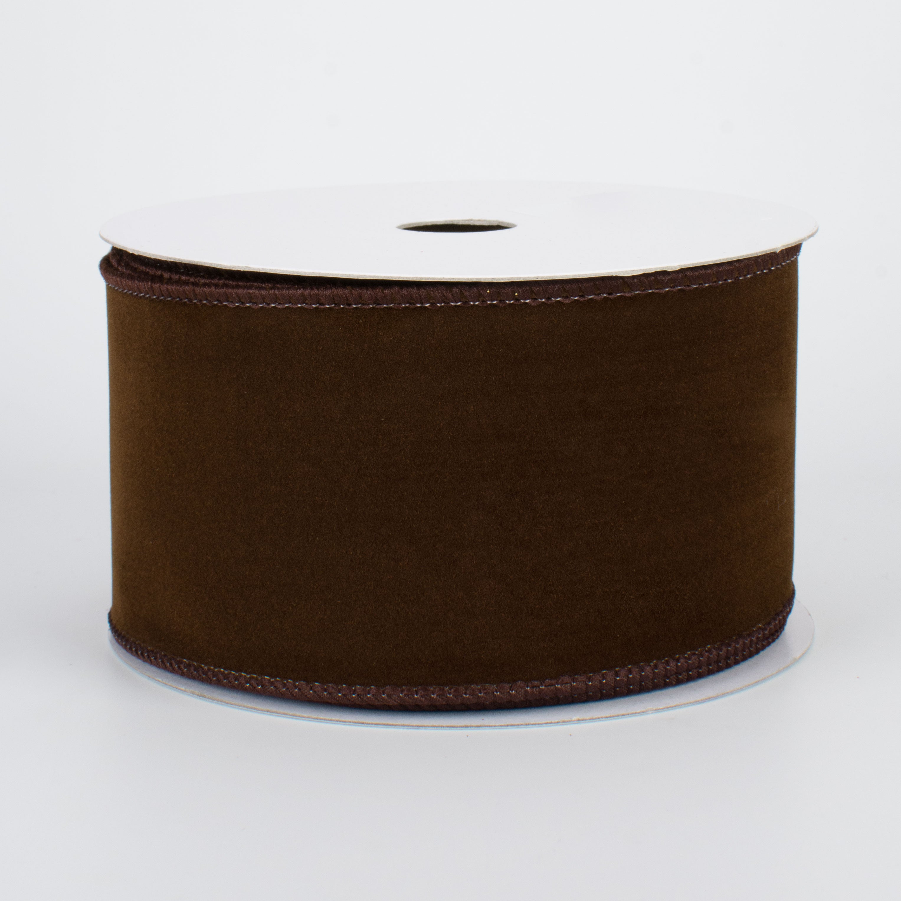 2.5" Wired Velvet Ribbon: Dark Brown (10 Yards)