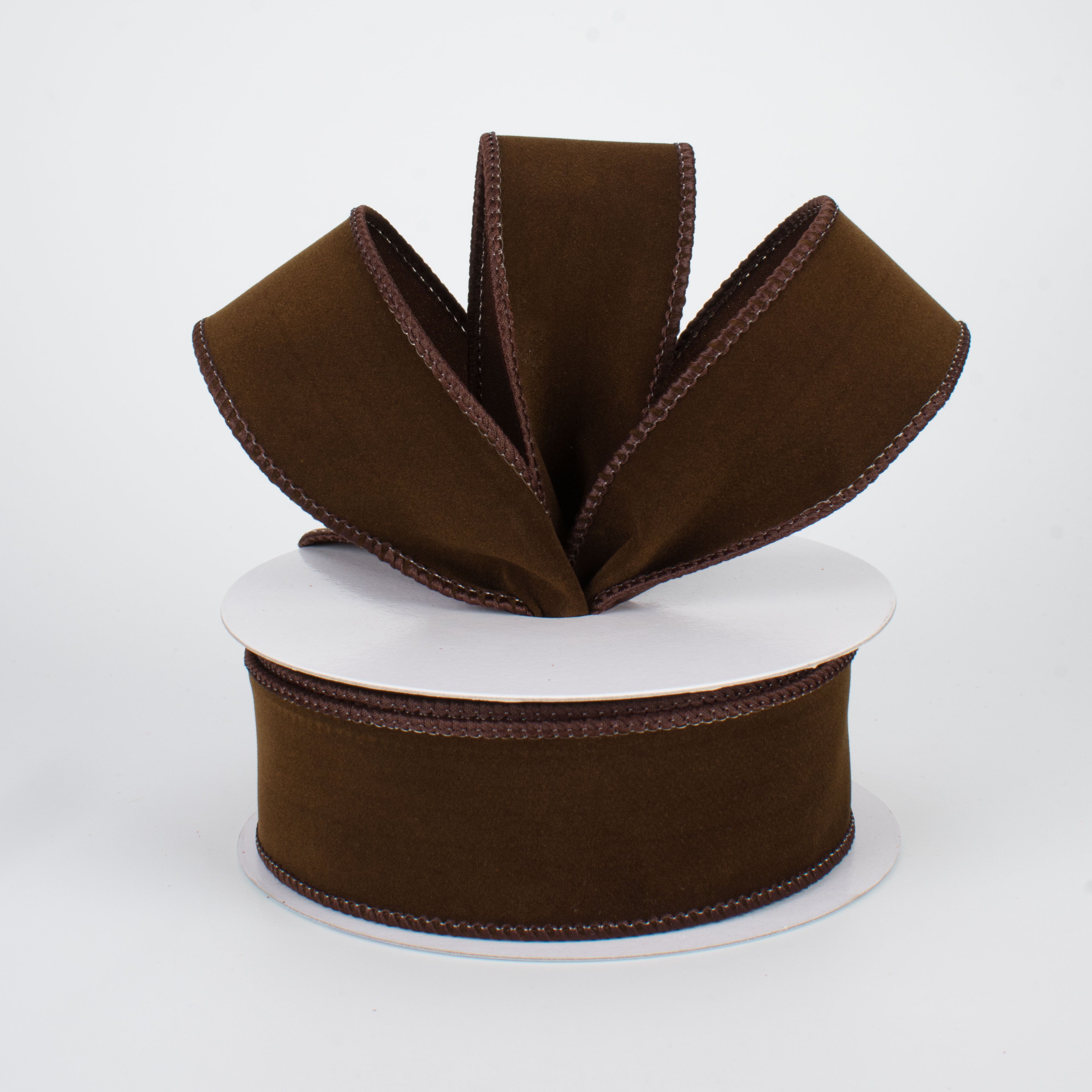 1.5" Wired Velvet Ribbon: Dark Brown (10 Yards) Lifestyle Photo