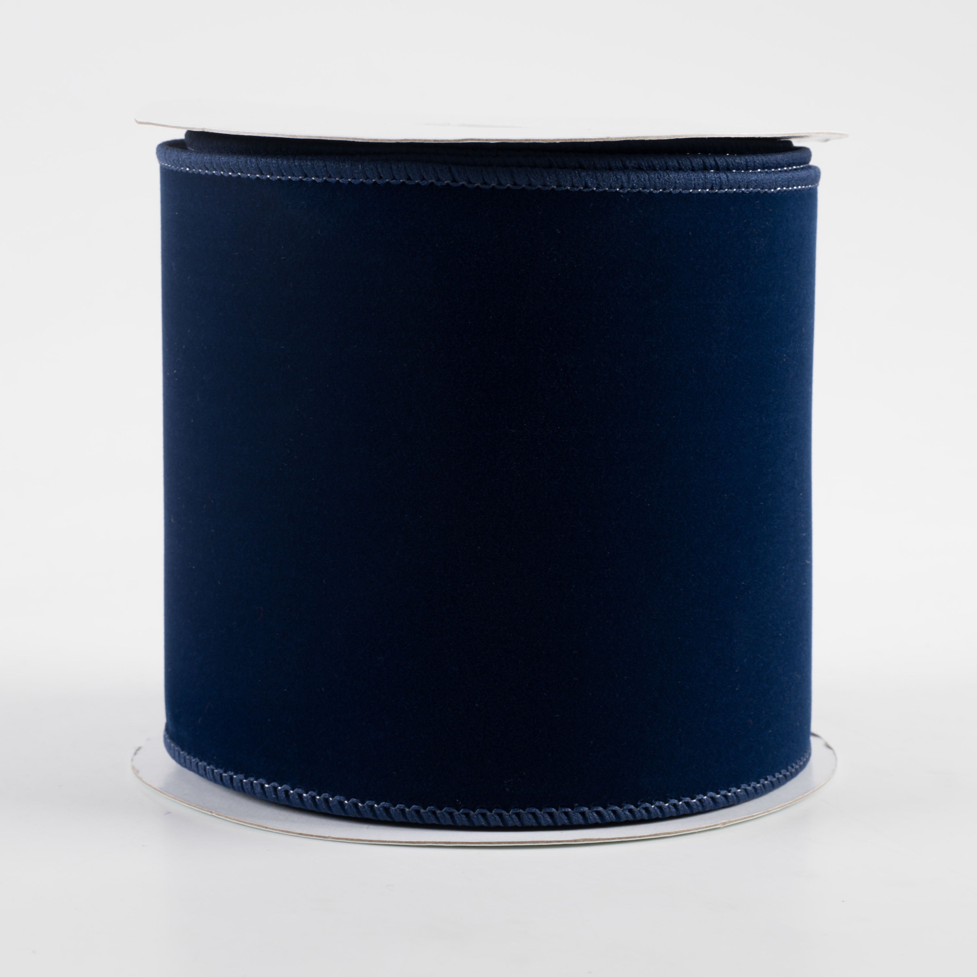 4" Wired Velvet Ribbon: Deep Navy Blue (10 Yards)