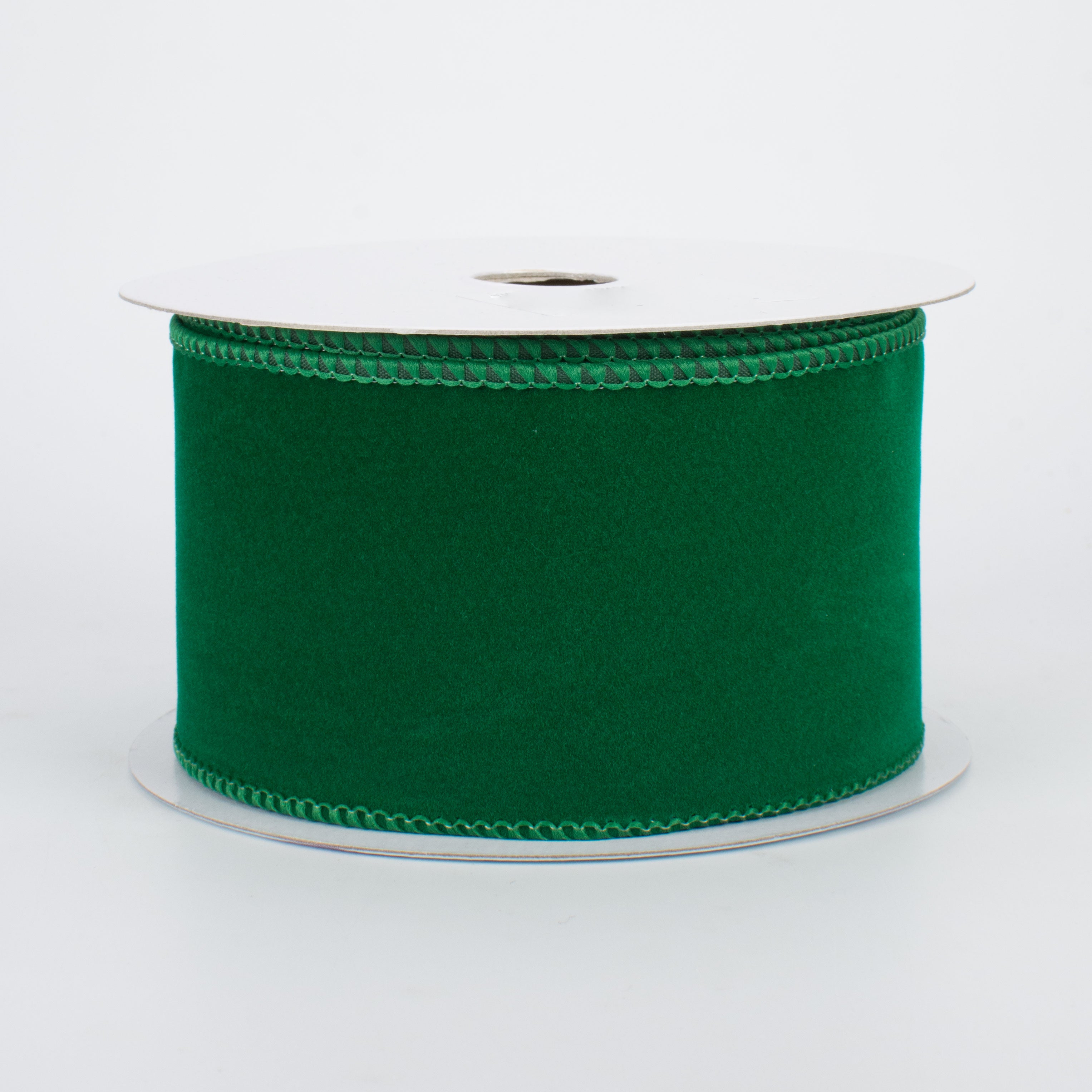 2.5" Wired Velvet Ribbon: Emerald Green (10 Yards)