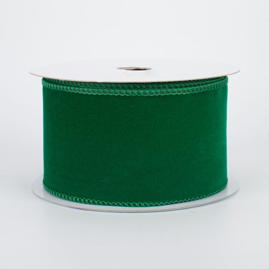 2.5" Wired Velvet Ribbon: Emerald Green (10 Yards)