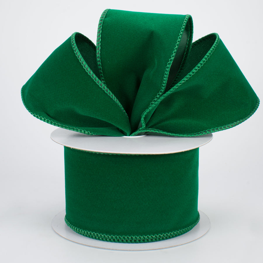 2.5" Wired Velvet Ribbon: Emerald Green (10 Yards) Lifestyle Photo
