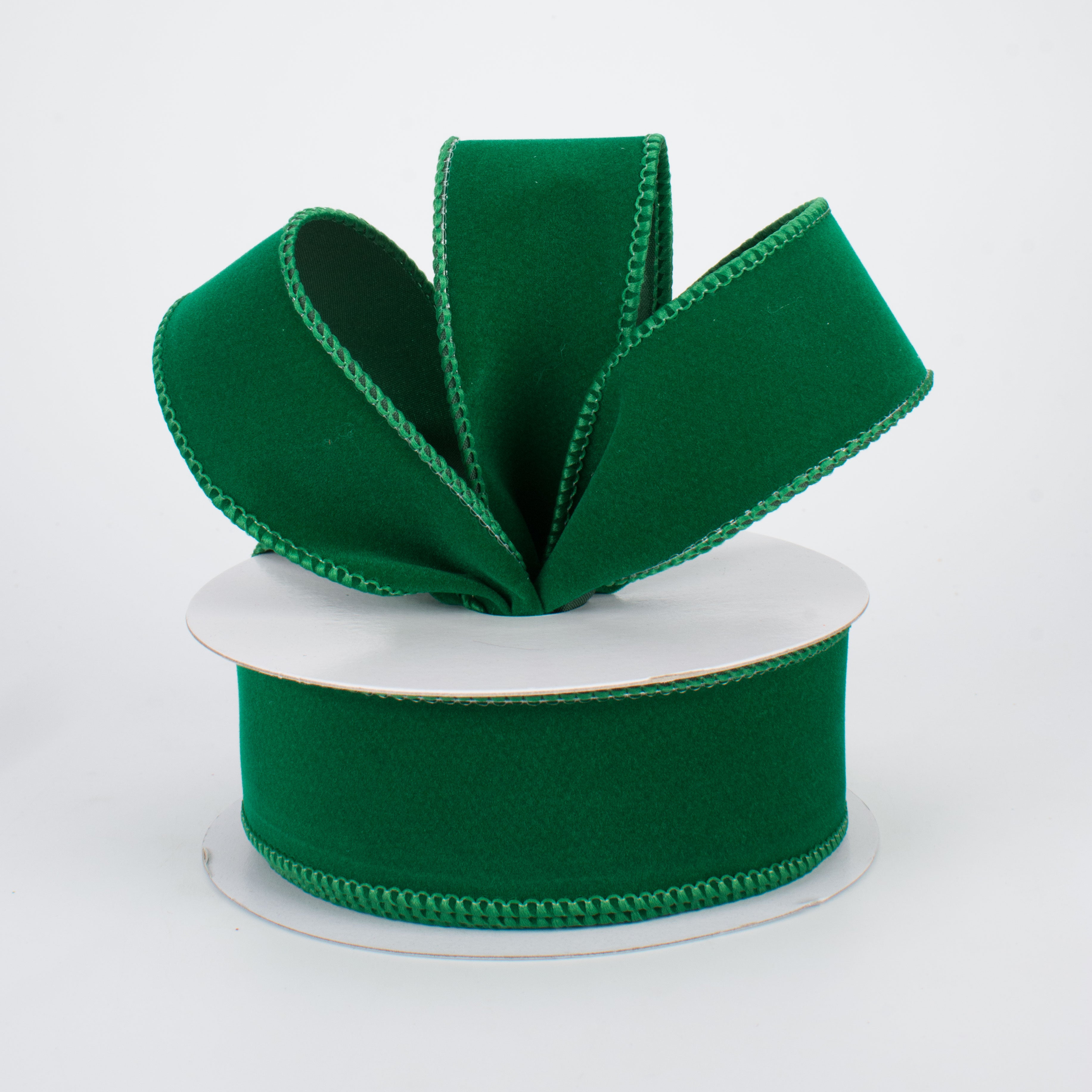 1.5" Wired Velvet Ribbon: Emerald Green (10 Yards) Lifestyle Photo